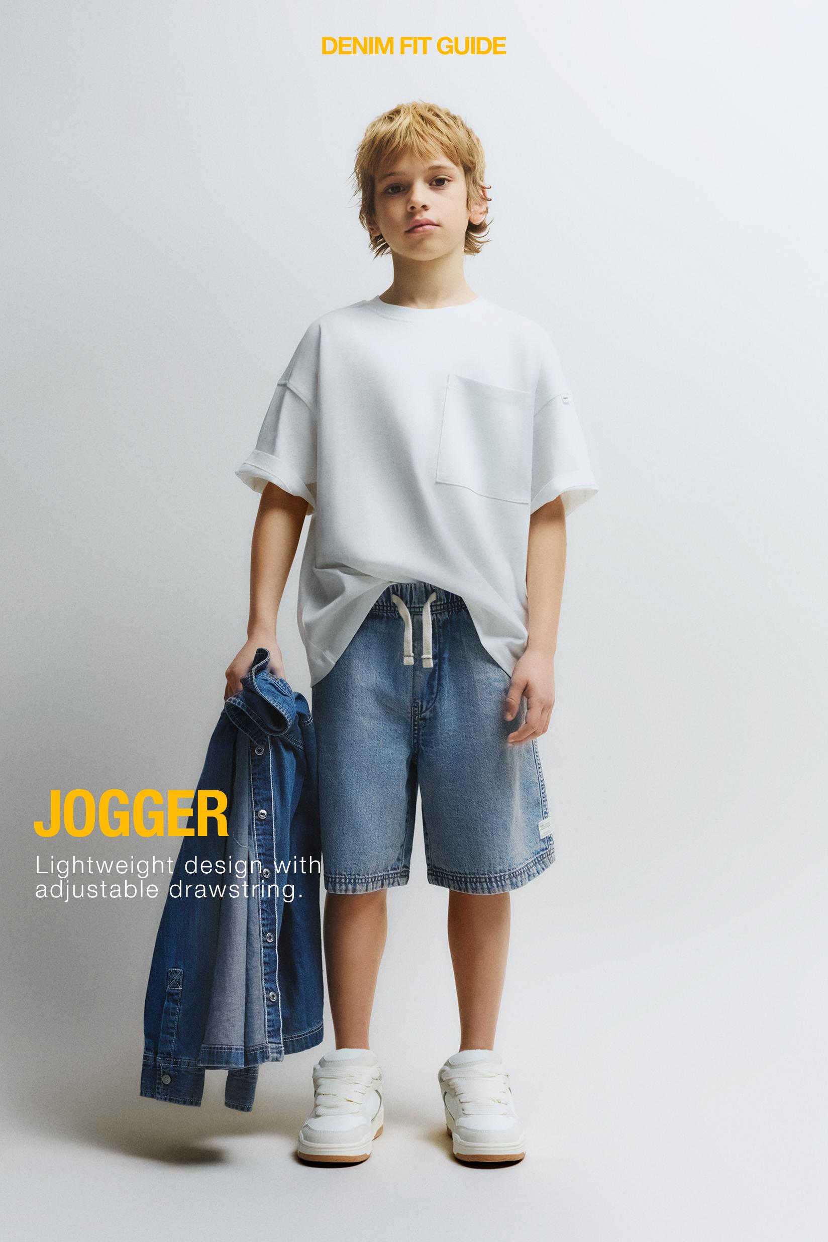 Denim jogger Bermuda shorts — INDIGO