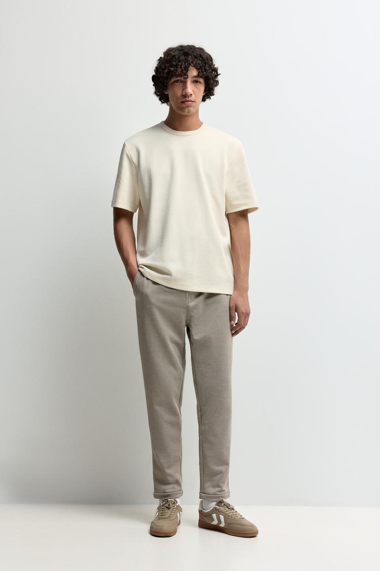 Piqué joggers — PALE SAND
