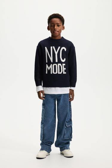 Soft text sweater — NAVY 1