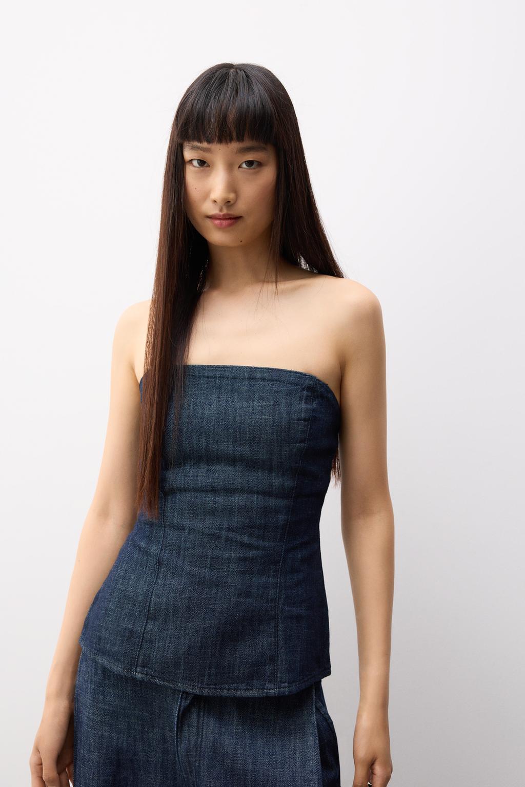Top bandeau denim