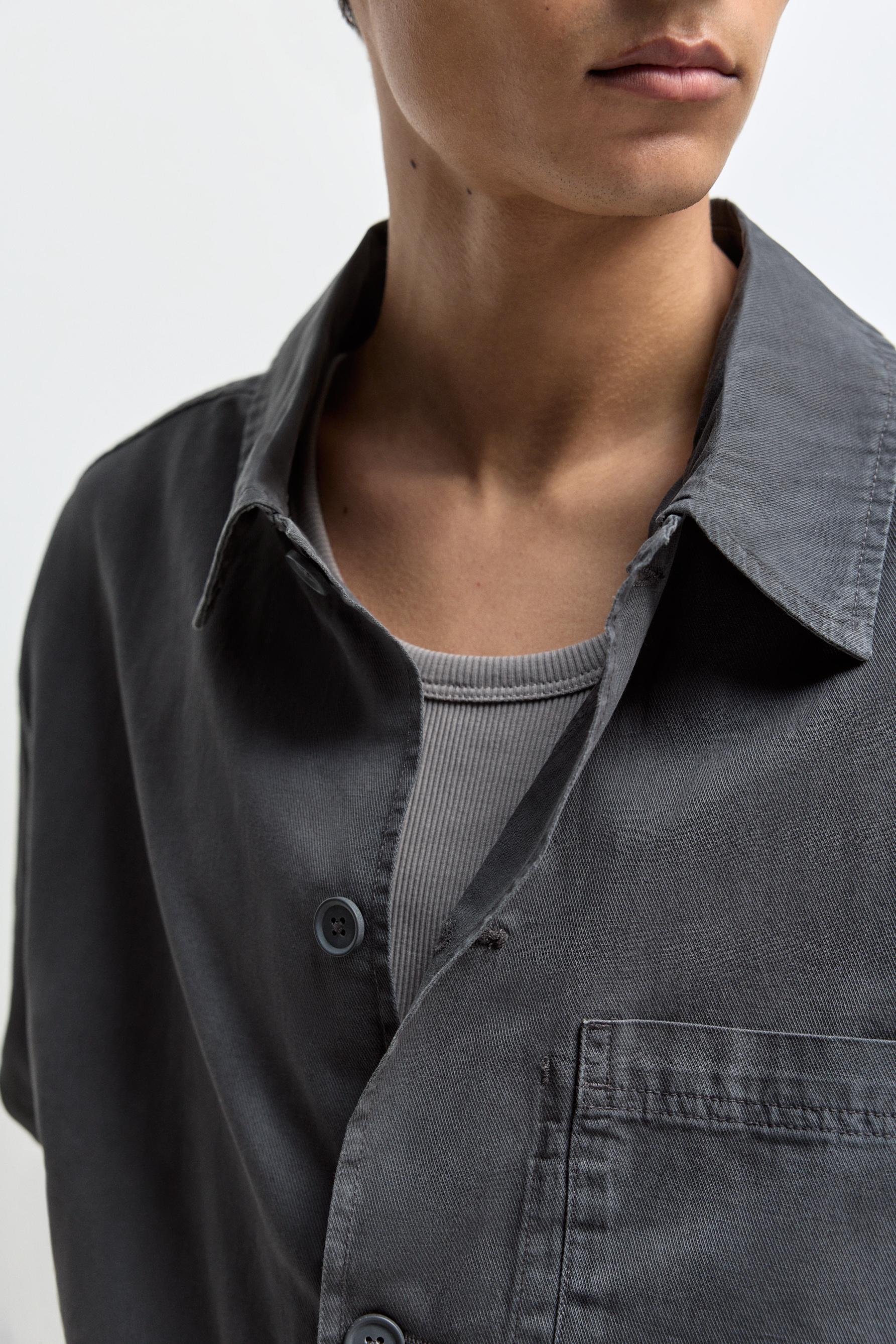 Linen blend overshirt — ANTHRACITE GREY