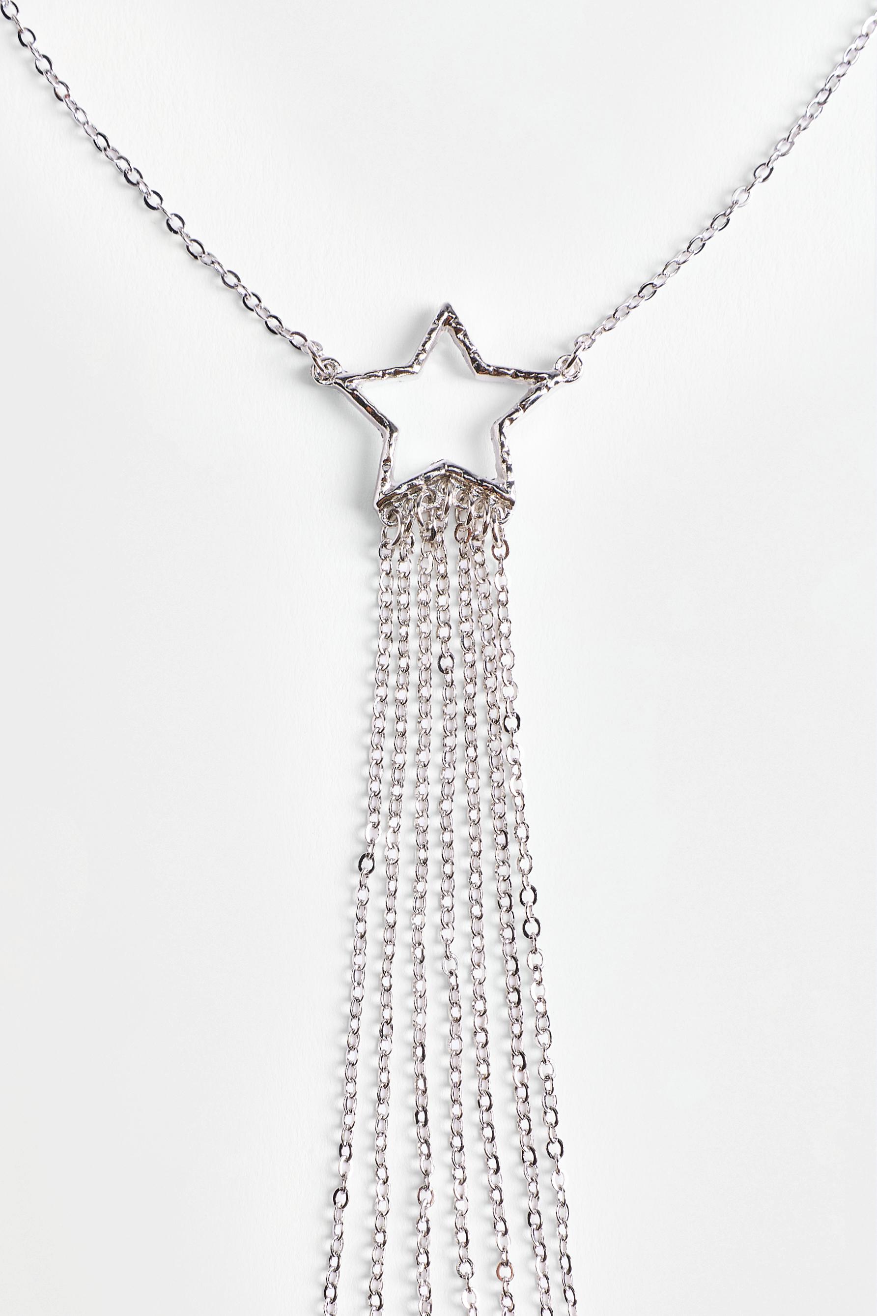 Star pendant necklace with fringe — SILVER