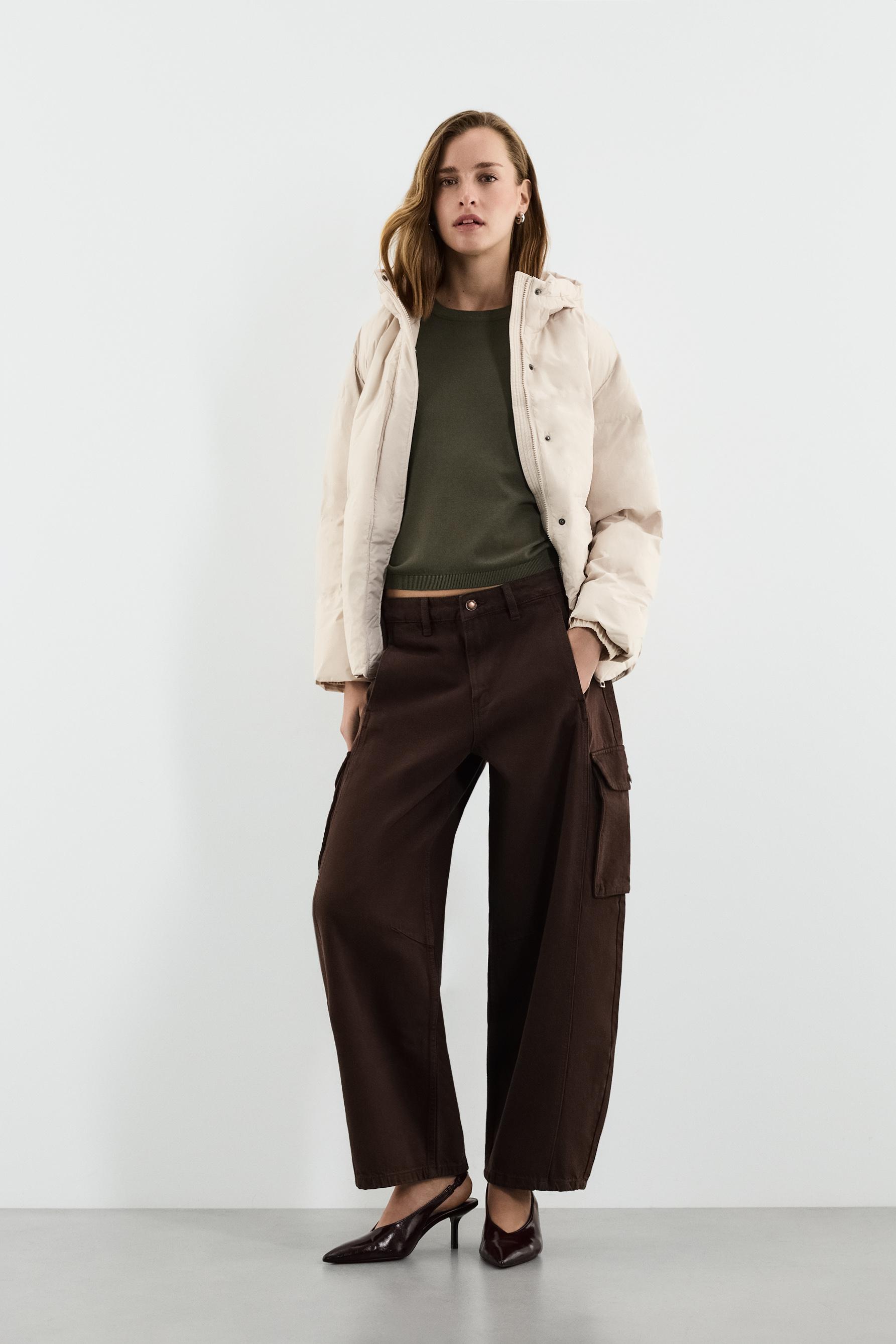 Hooded puffer jacket — ECRU