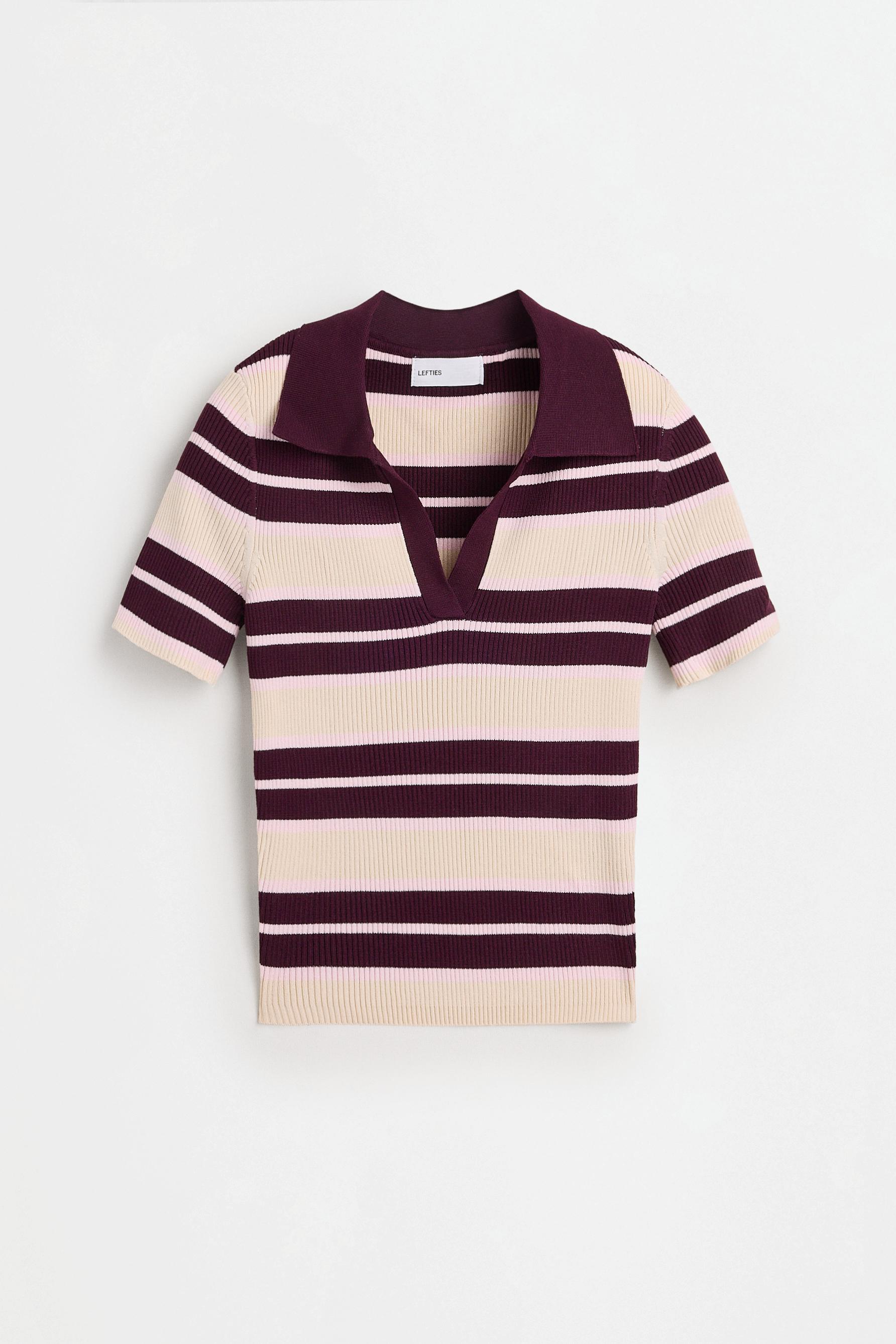 Basic rib knit polo shirt — DUSTY PINK