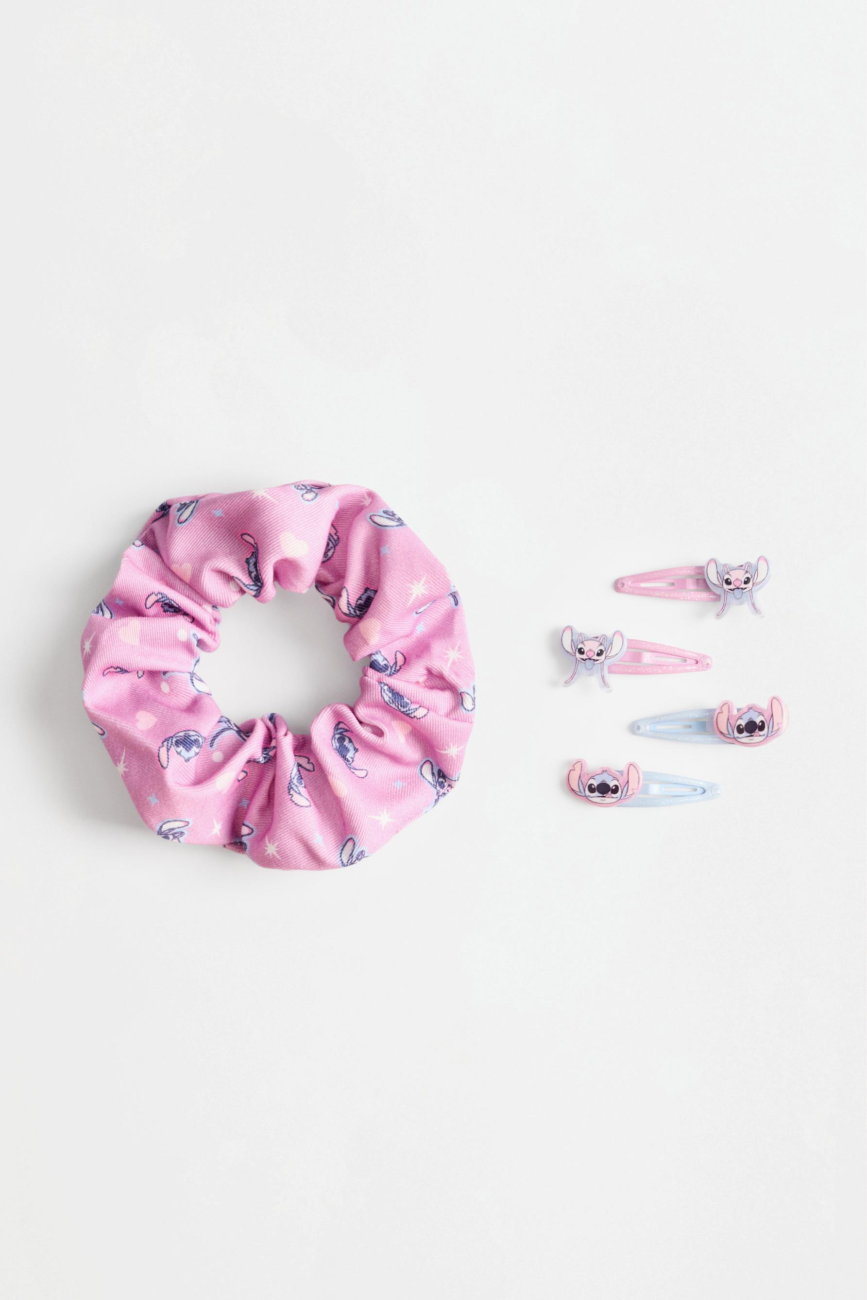 Stitch & Angel ©Disney scrunchie and clips (5-piece set) — BLUE