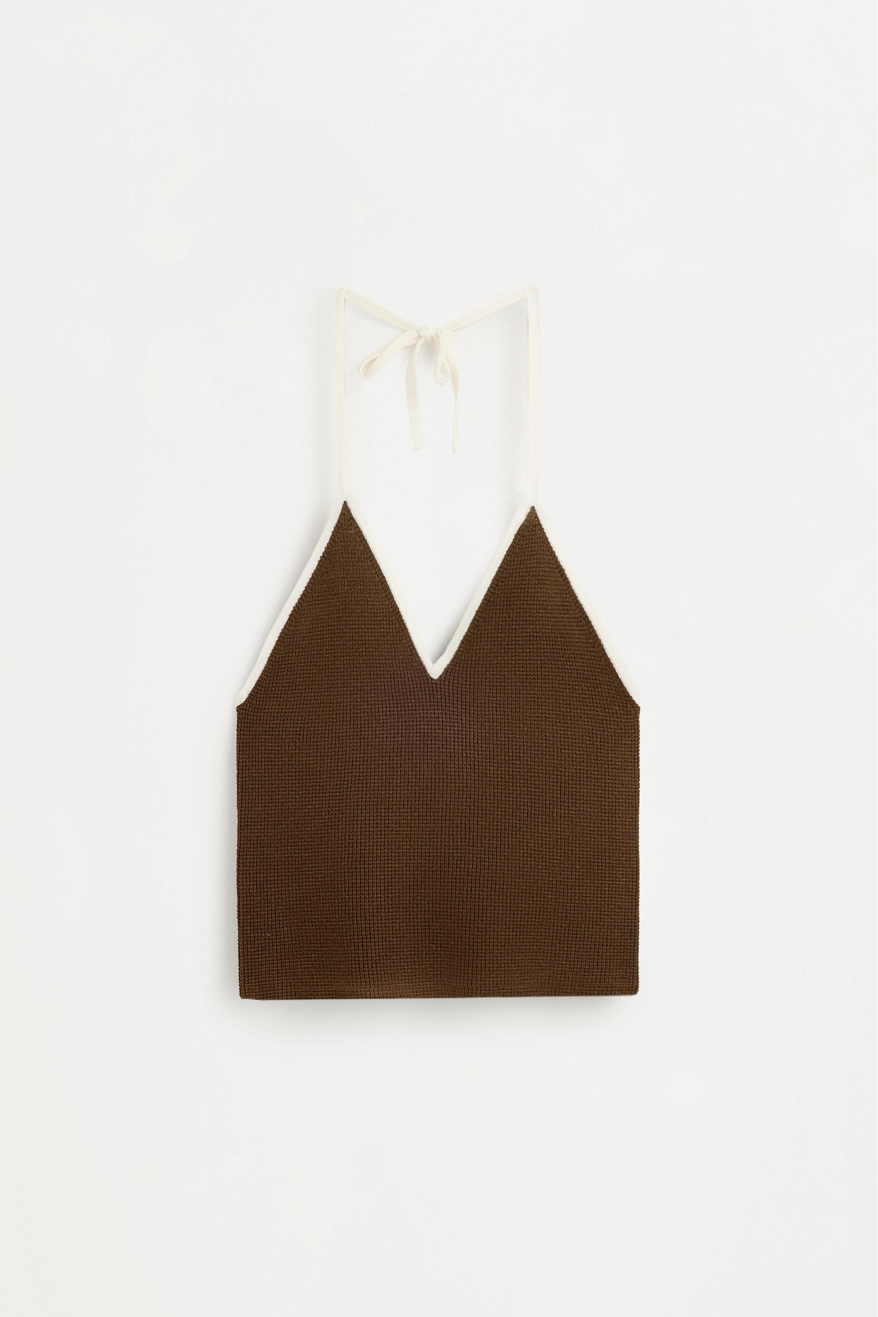 Contrast halter top — CHOCOLATE