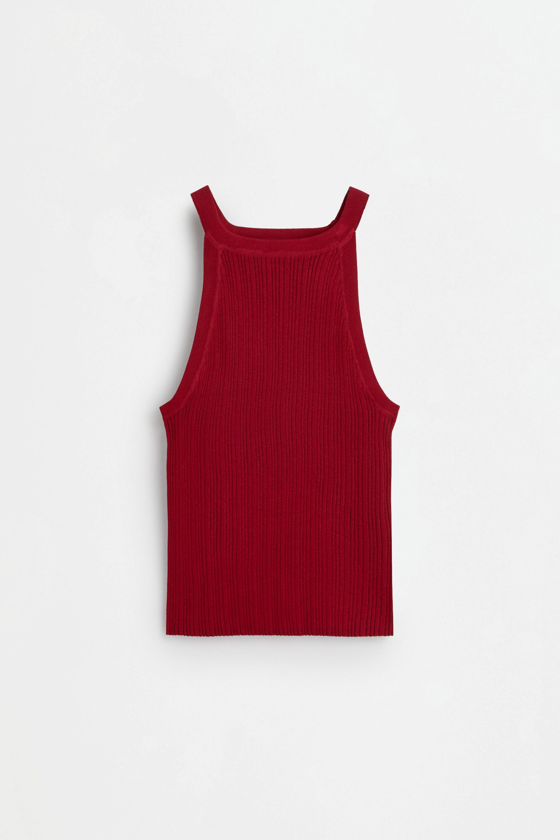 Ribbed halter top — WINE