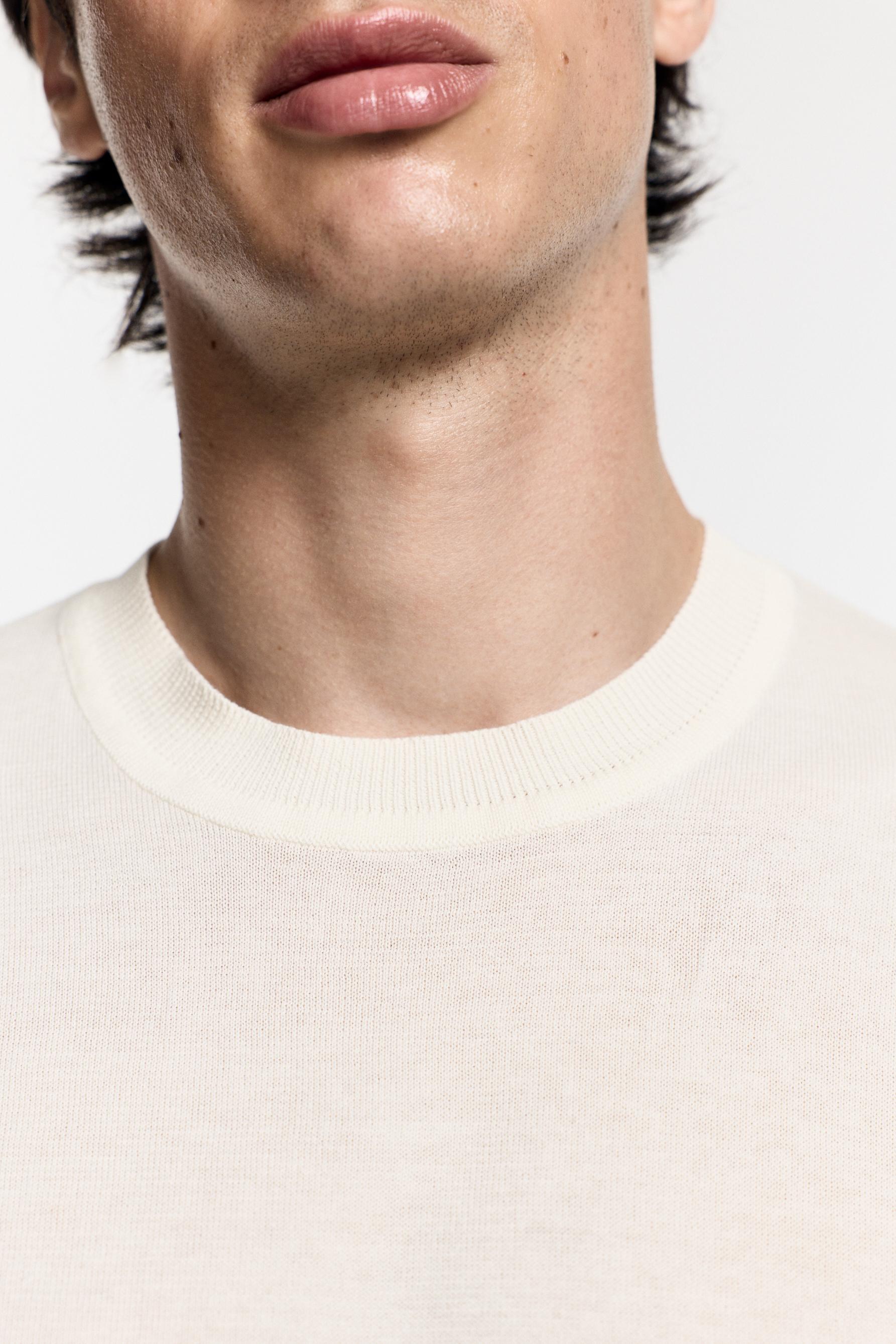 Basic knit T-shirt — OFF WHITE