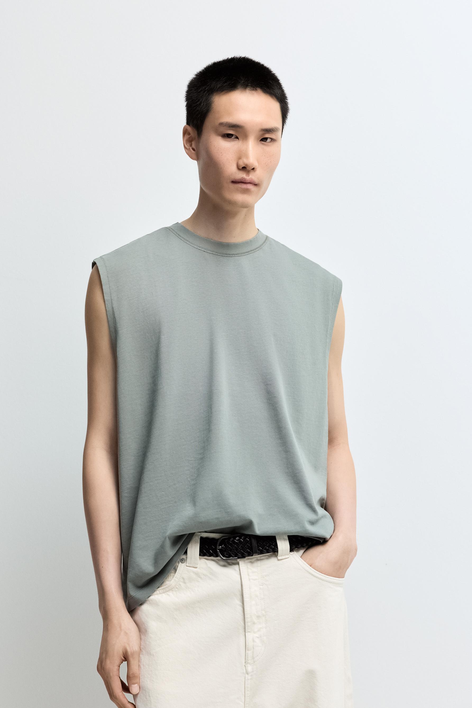 Camiseta sin mangas efecto lavado