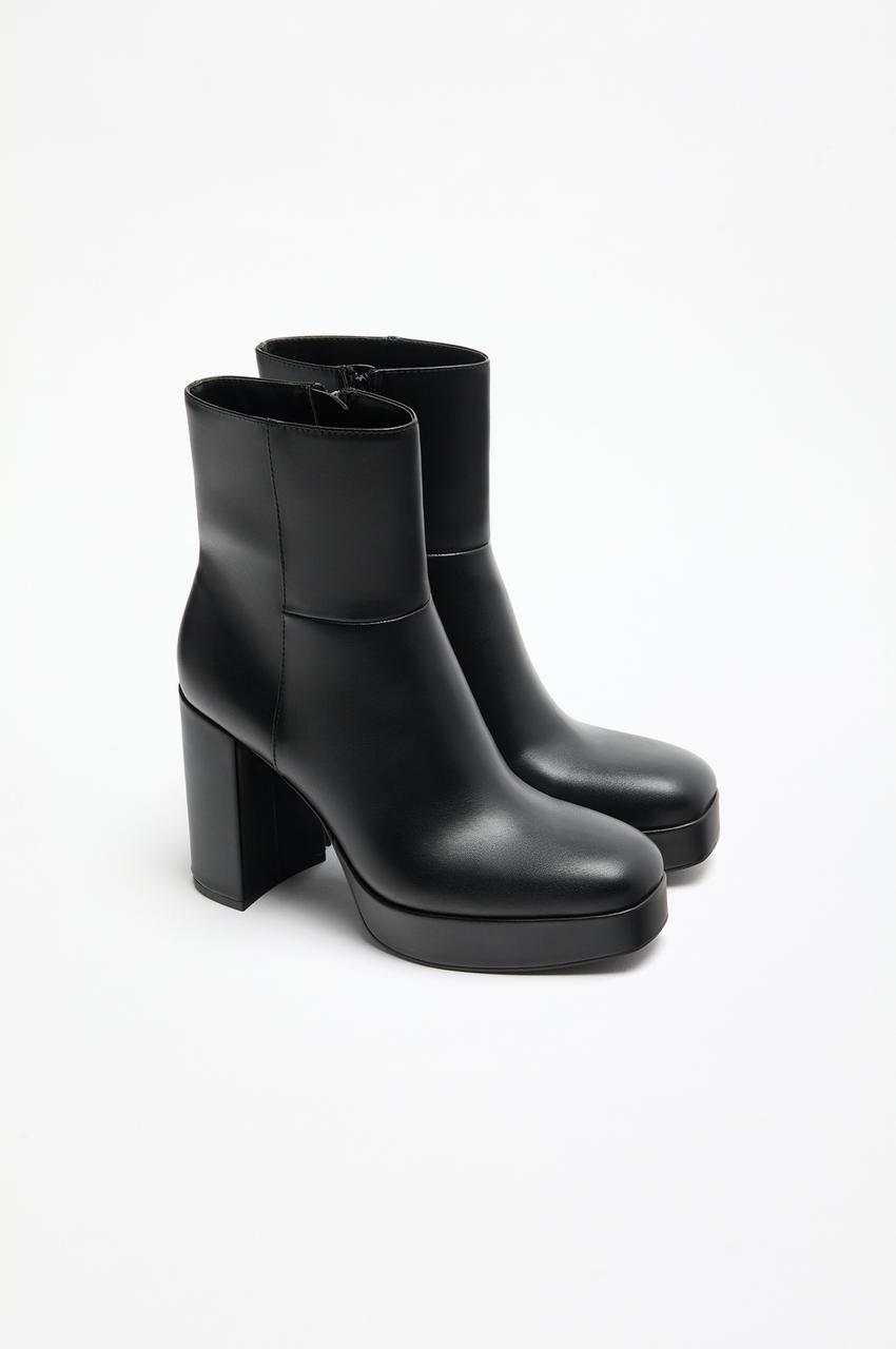 Tacon Ancho Botines Negro Zara Botin Tacon Ancho Botas Punta