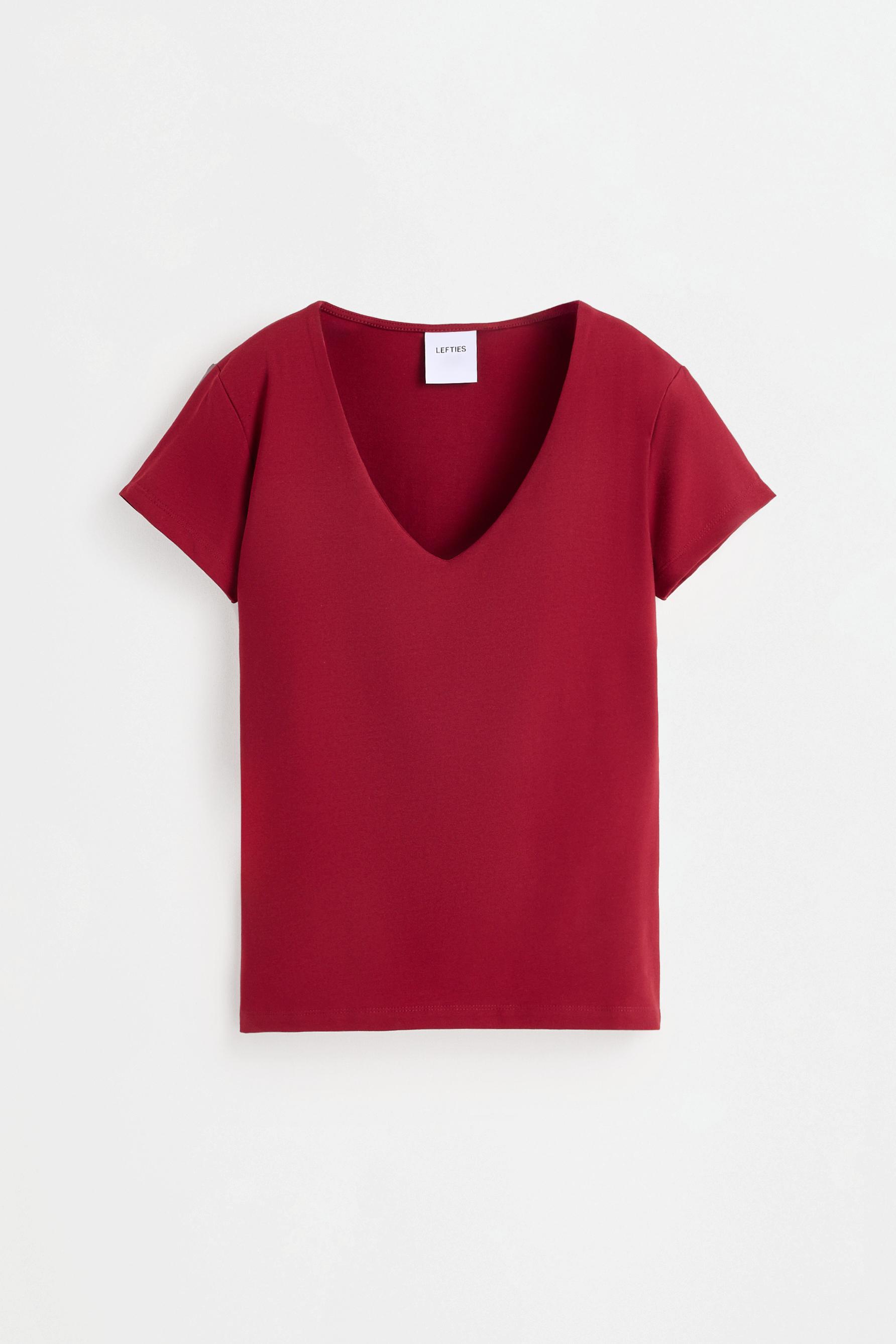 V-neck T-shirt — BRIGHT RED