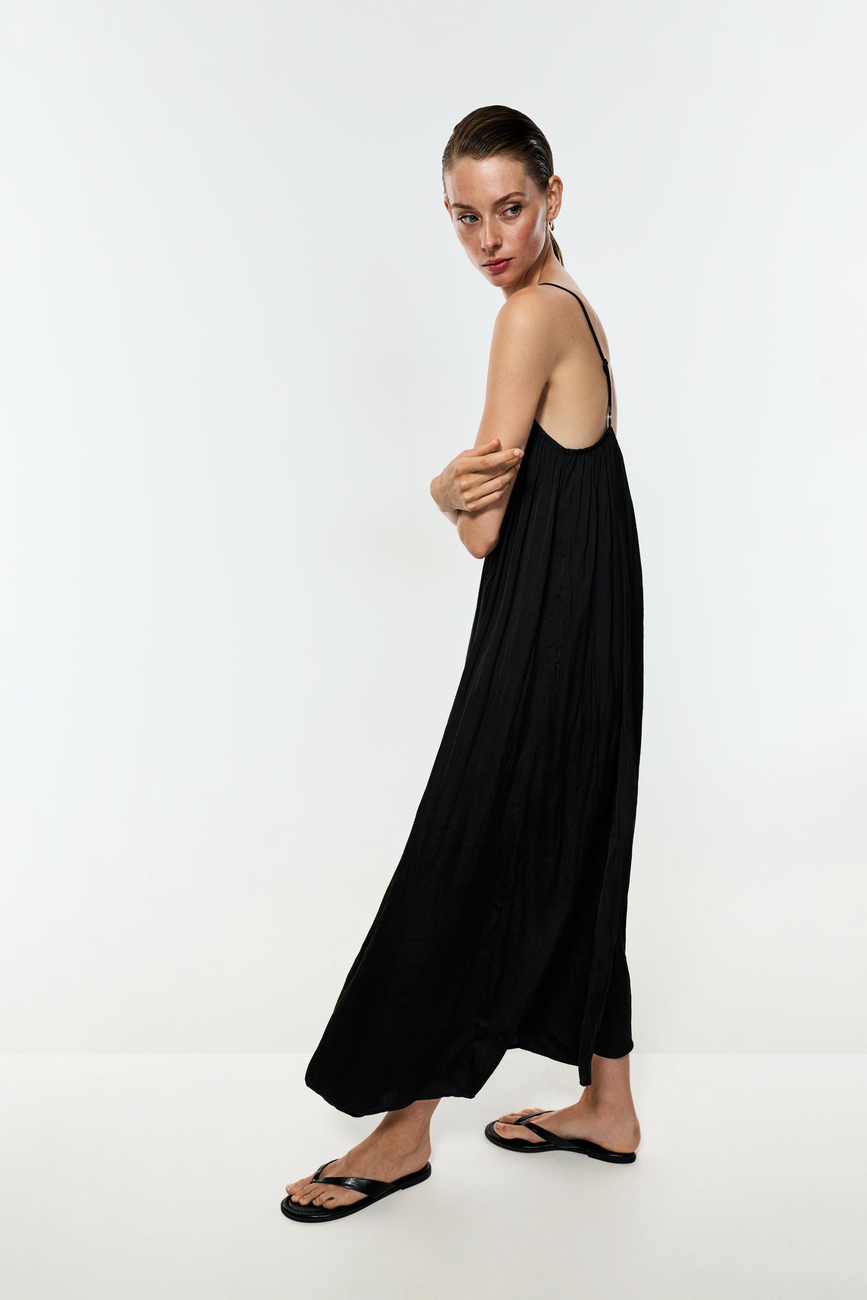 Satin midi dress — BLACK