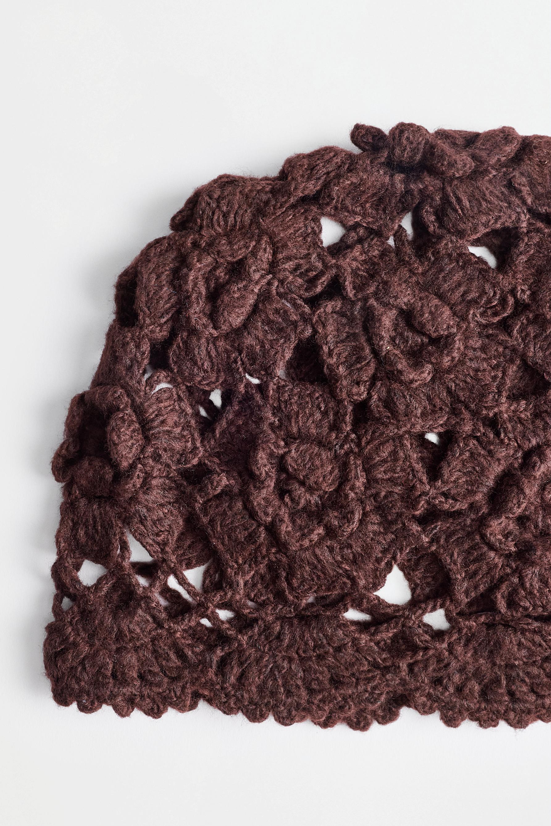 Openwork beanie — DARK BROWN