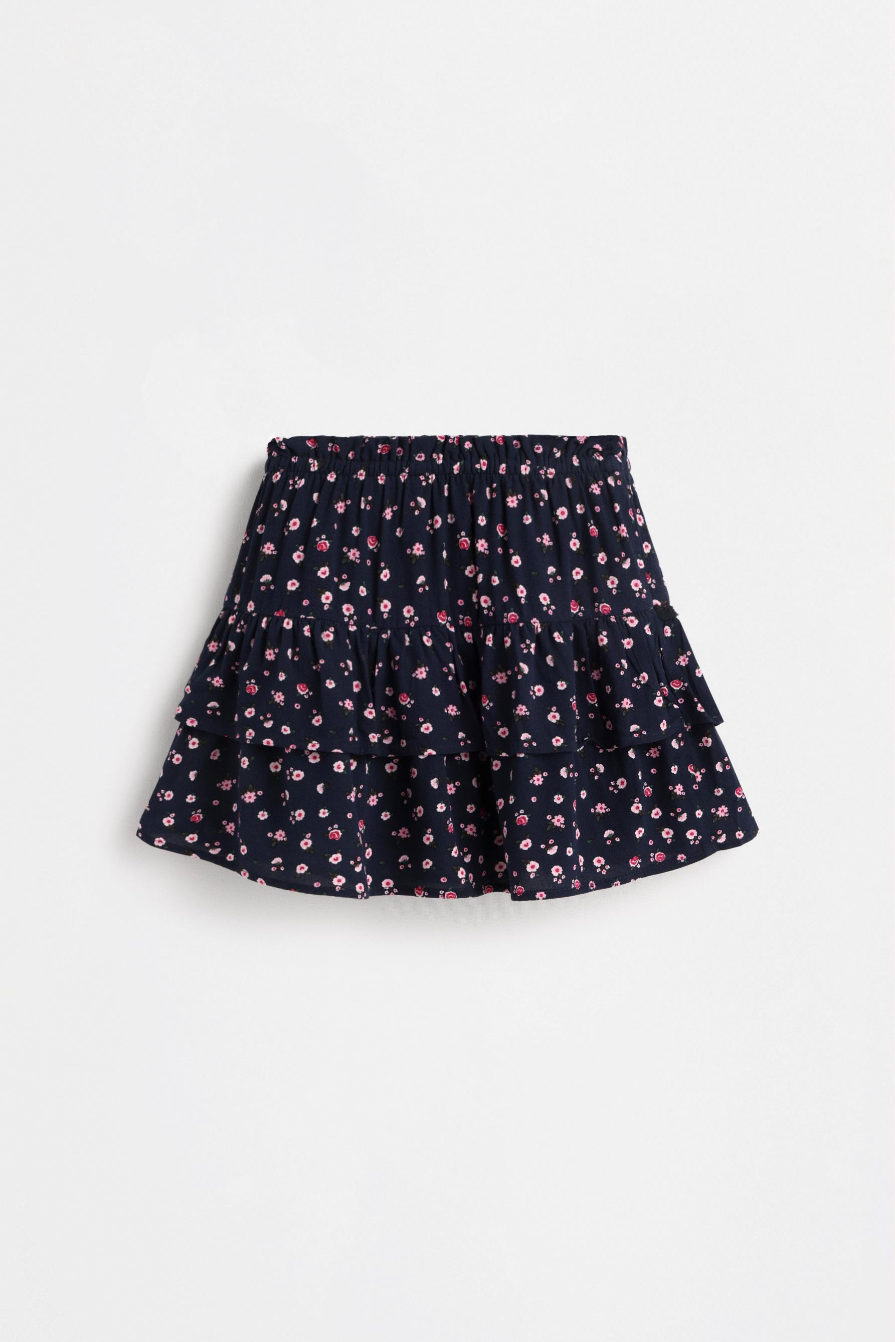 Floral ruffle skort — NAVY