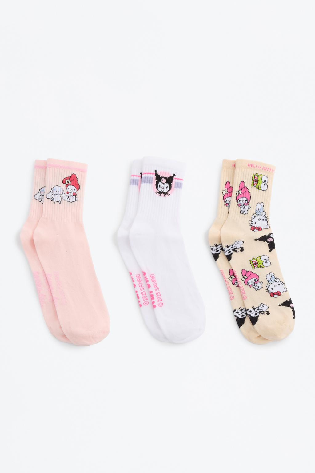 Pack 3 calcetines Kuromi Hello Kitty ©SANRIO