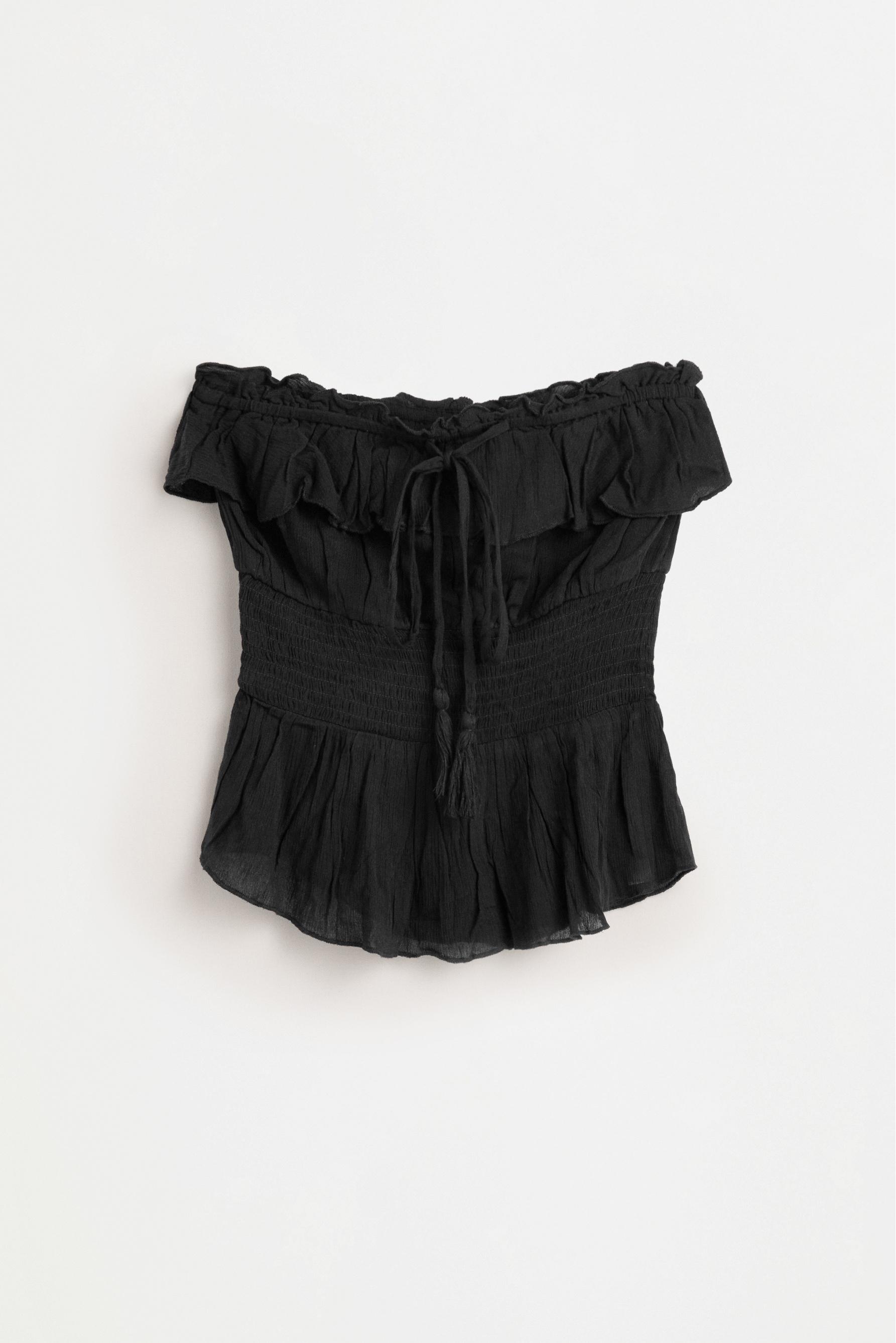 Ruffled top — BLACK