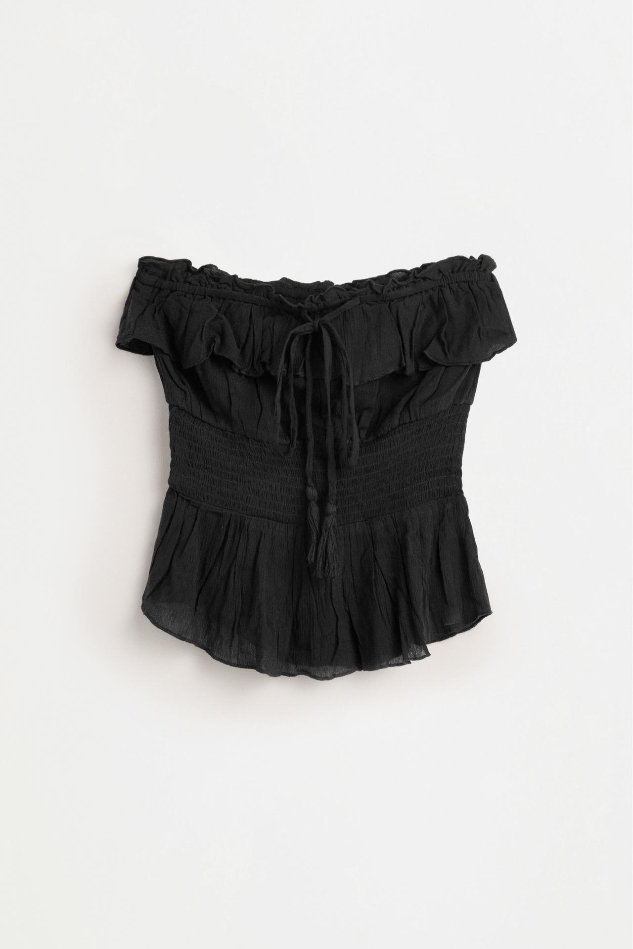 Ruffled top — BLACK