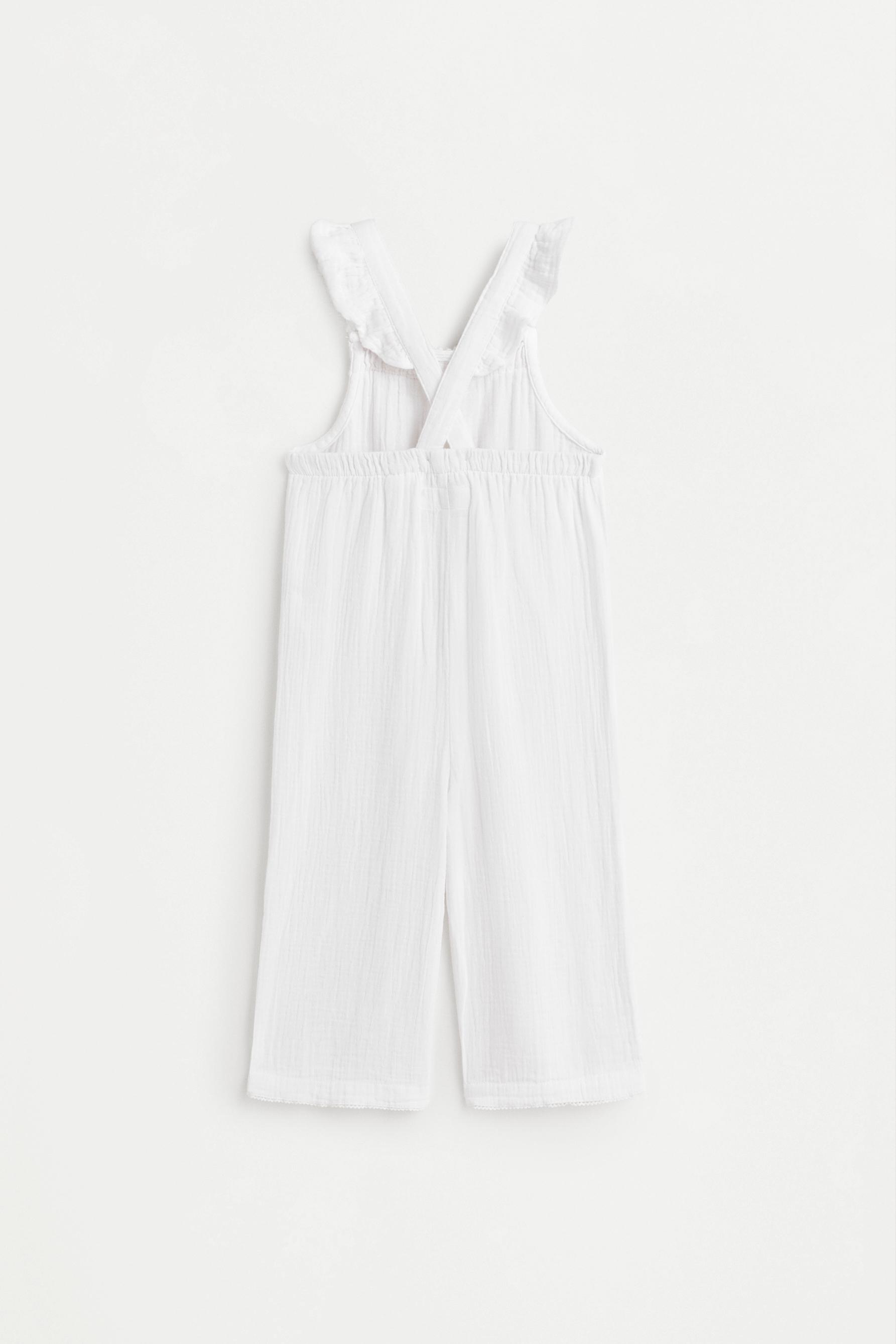 Crochet detail dungarees — WHITE