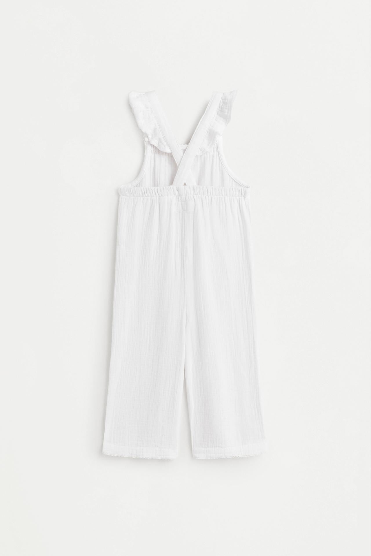 Crochet detail dungarees — WHITE