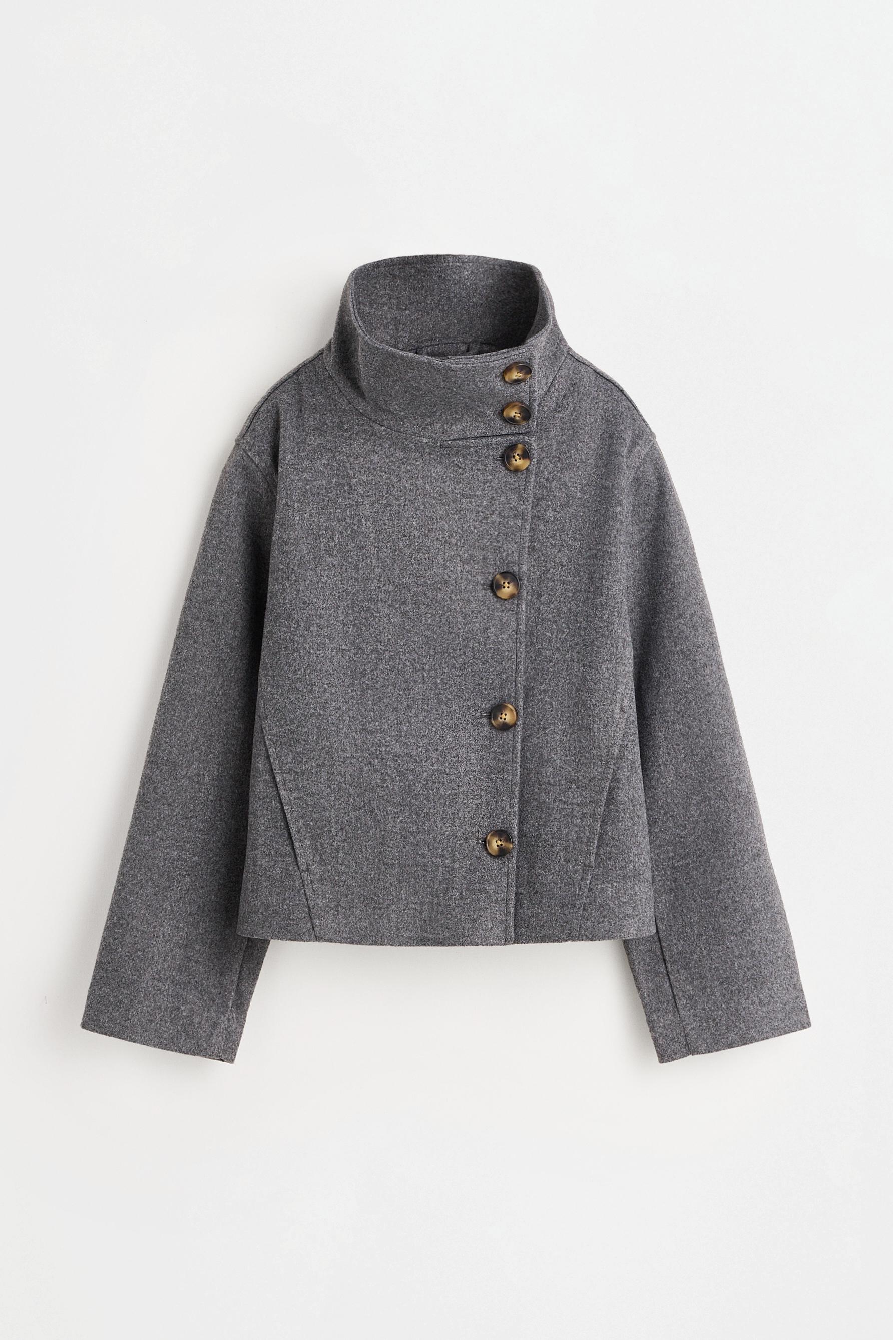 Short funnel neck jacket — GREY MARL