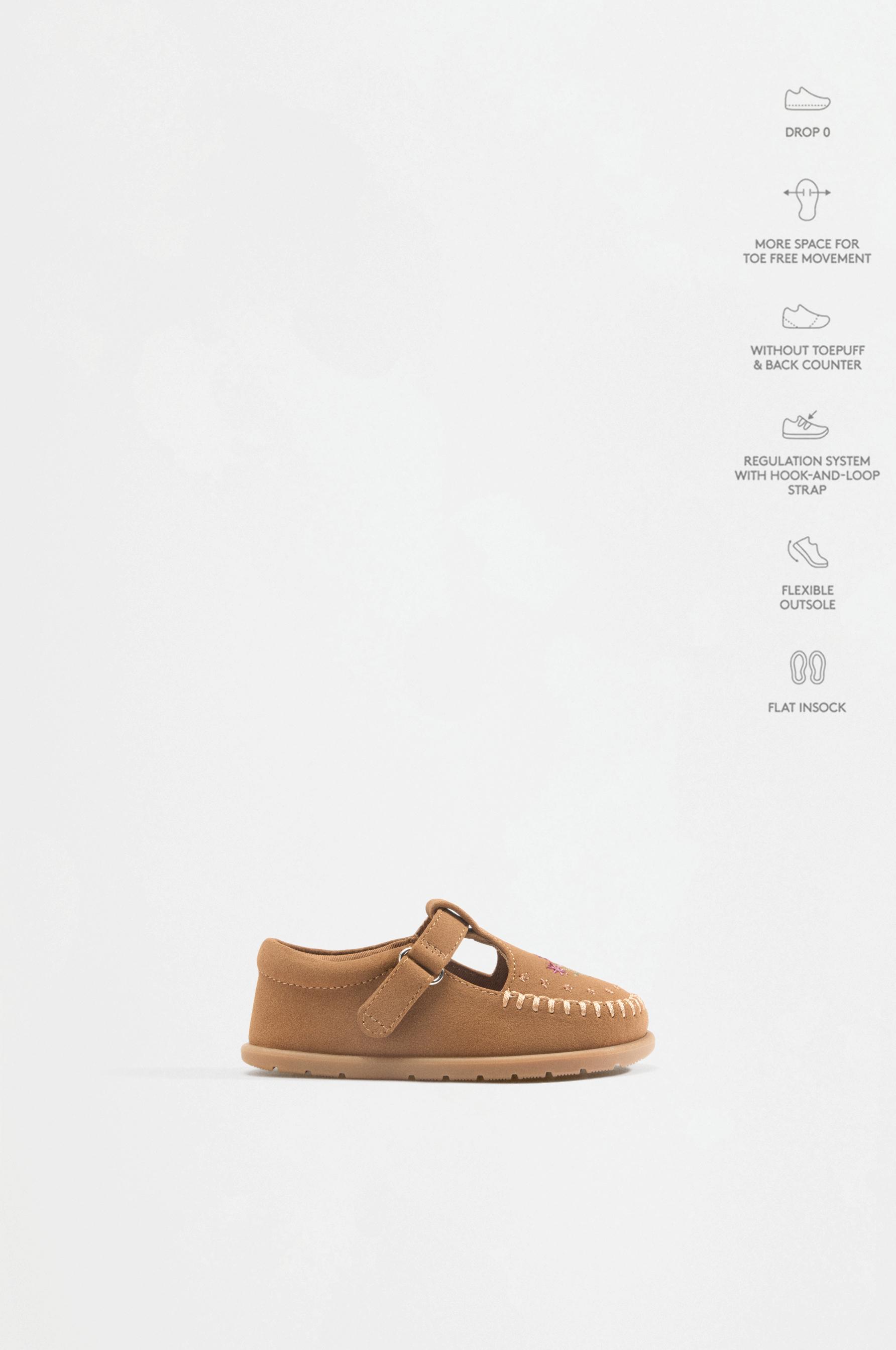 Barefoot faux suede topstitched shoes — LEATHER