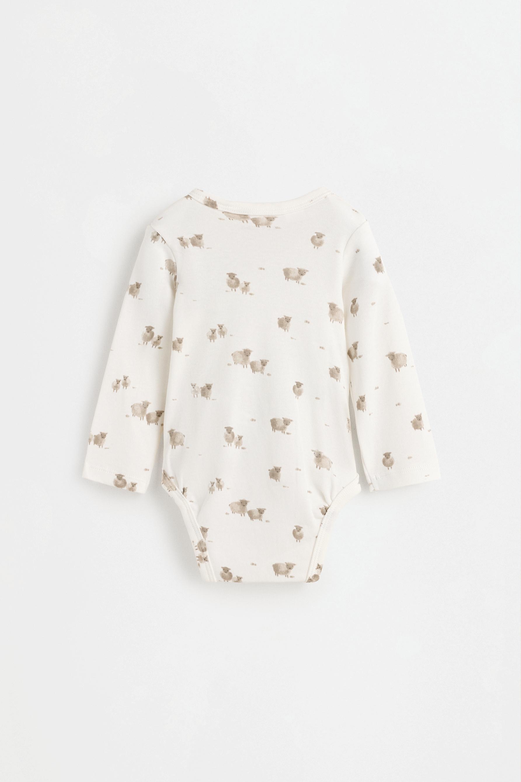 Printed bodysuit, footed leggings and hat set — TAUPE BROWN
