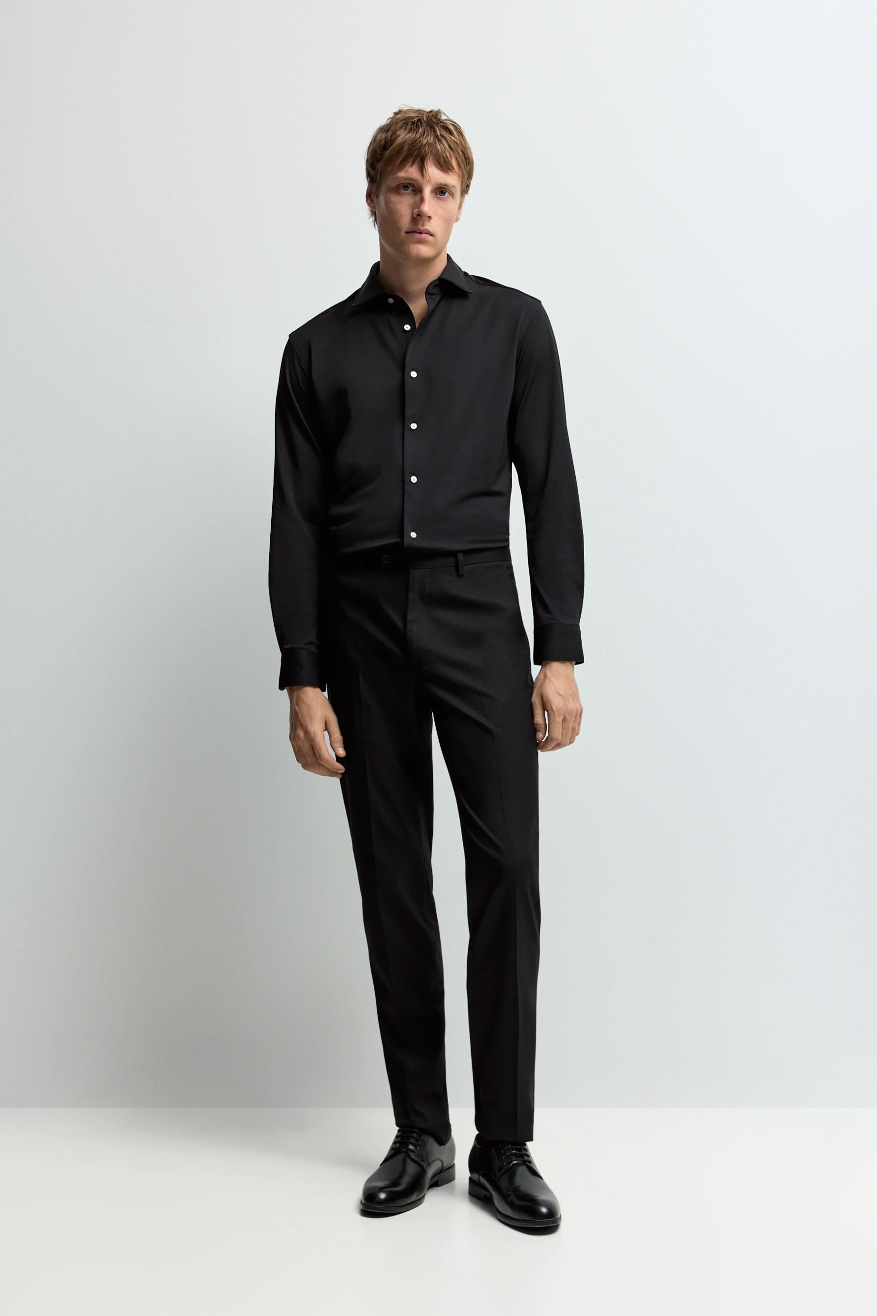 Slim fit tailored shirt — BLACK