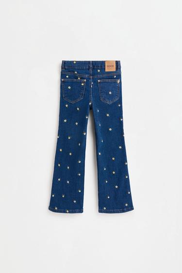 Floral embroidered bell bottom jeans — INDIGO 4