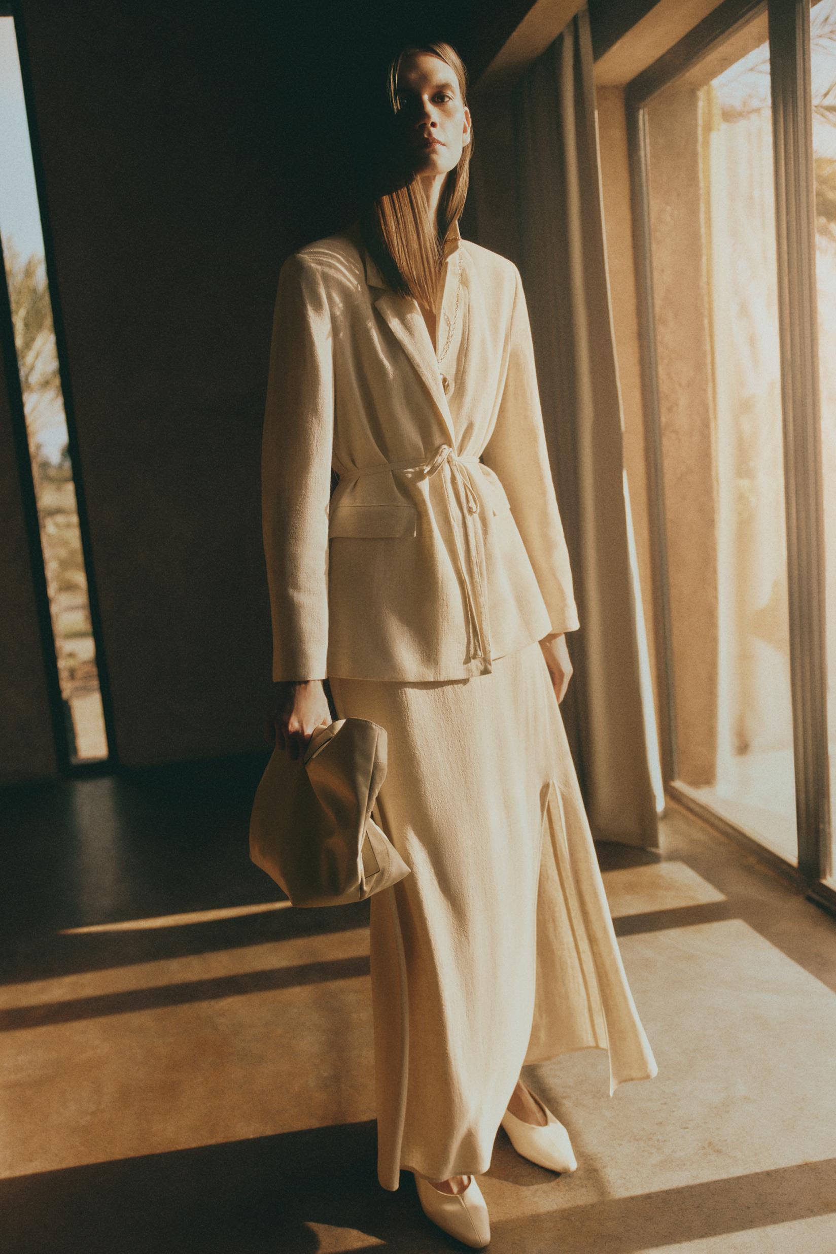 Rustic midi skirt — BEIGE