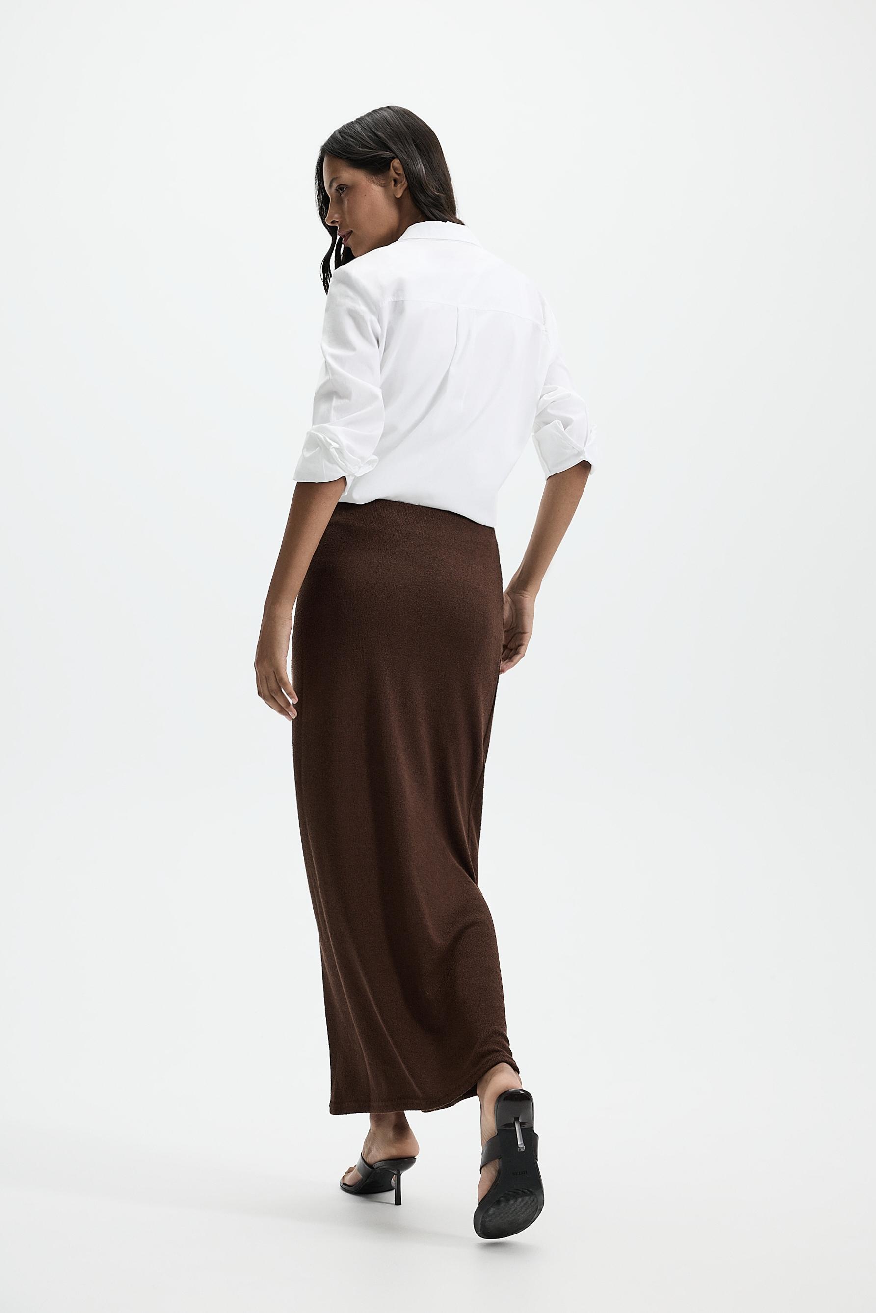 Rustic midi skirt — CHOCOLATE
