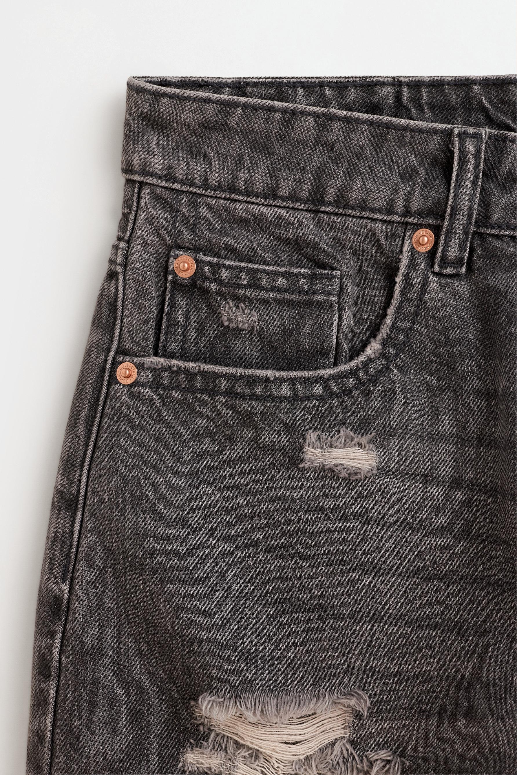 Distressed denim shorts — MEDIUM GREY