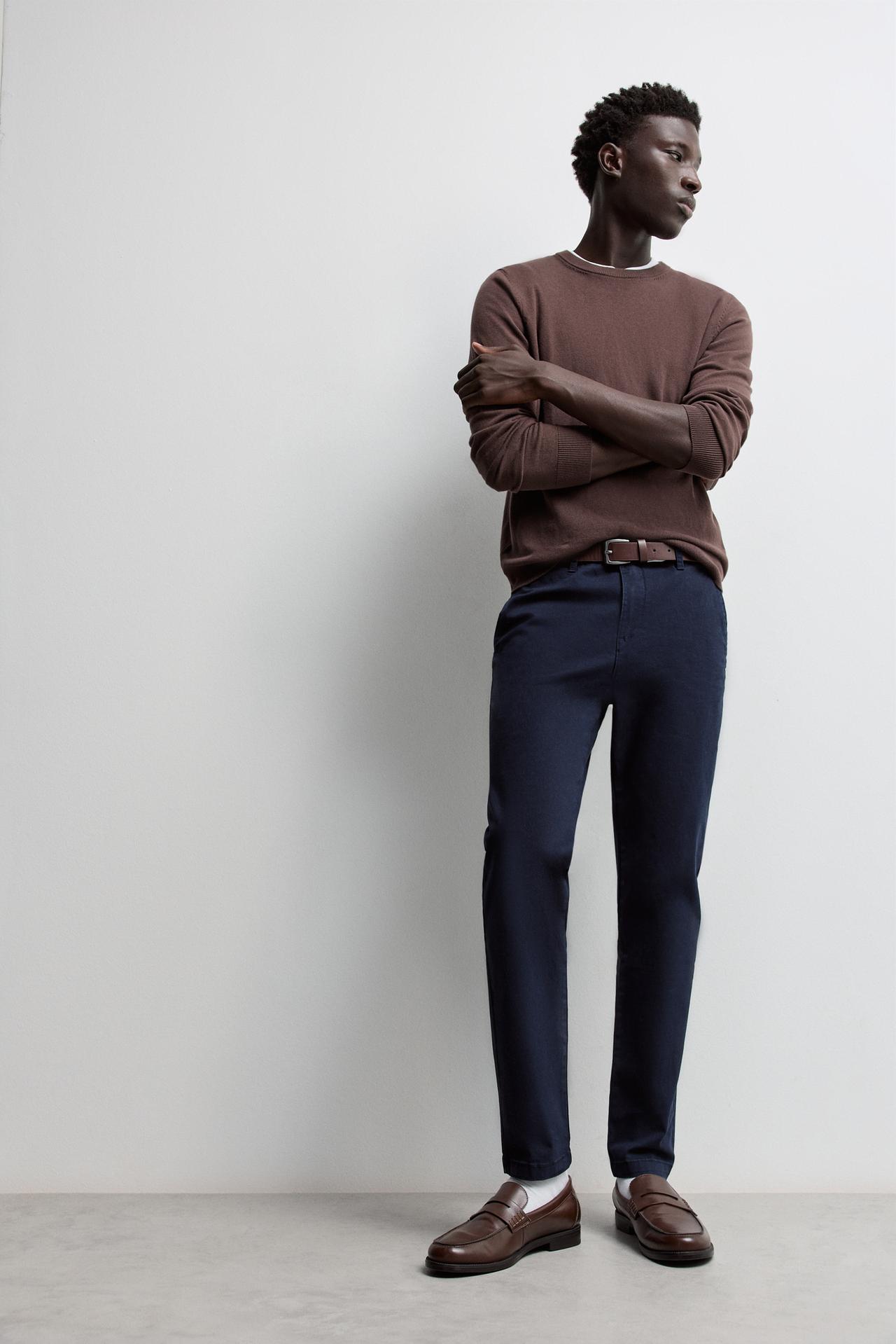 Skinny fit chino trousers — DARK BLUE