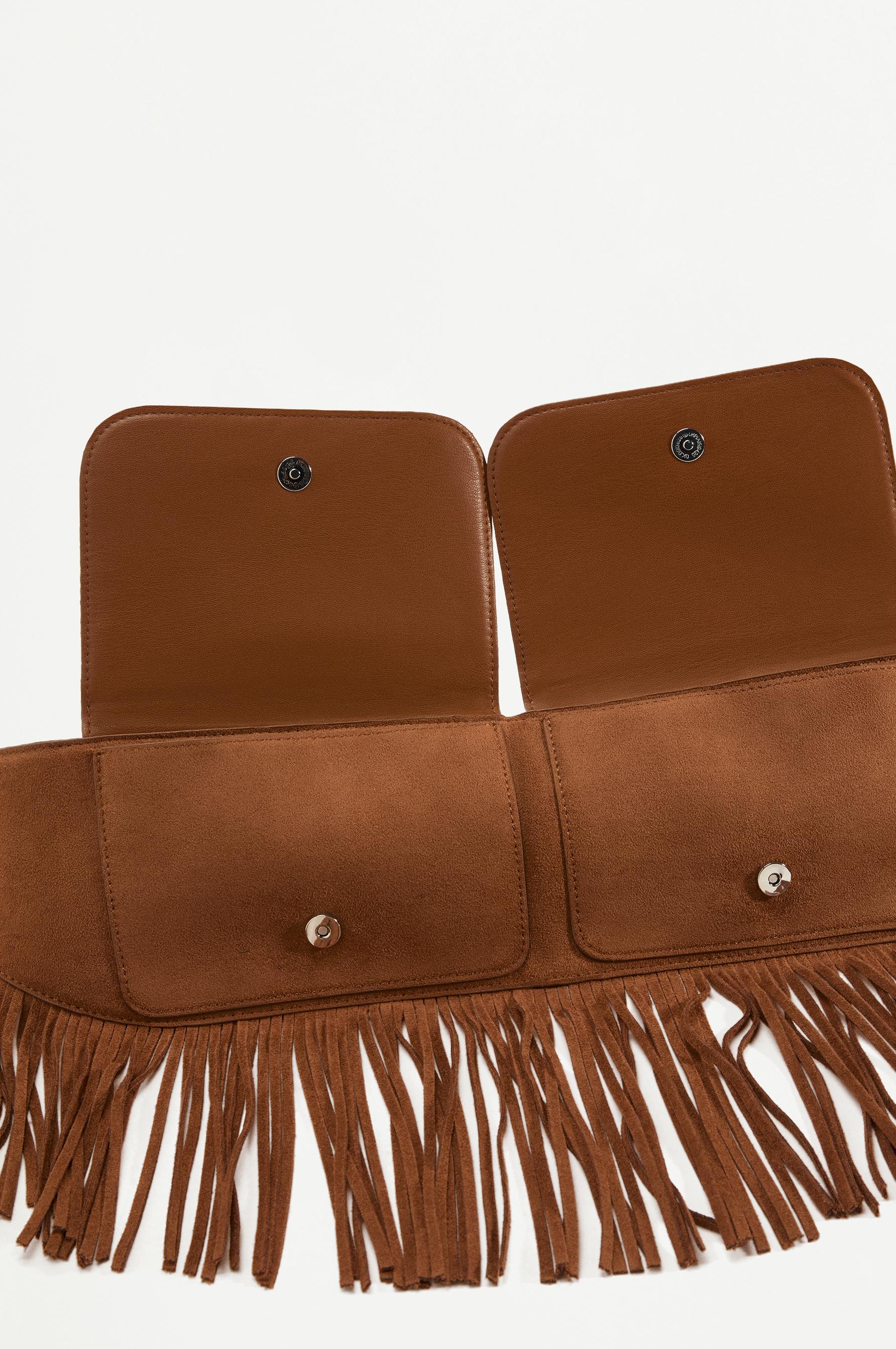 Fringed belt bag — CAMEL