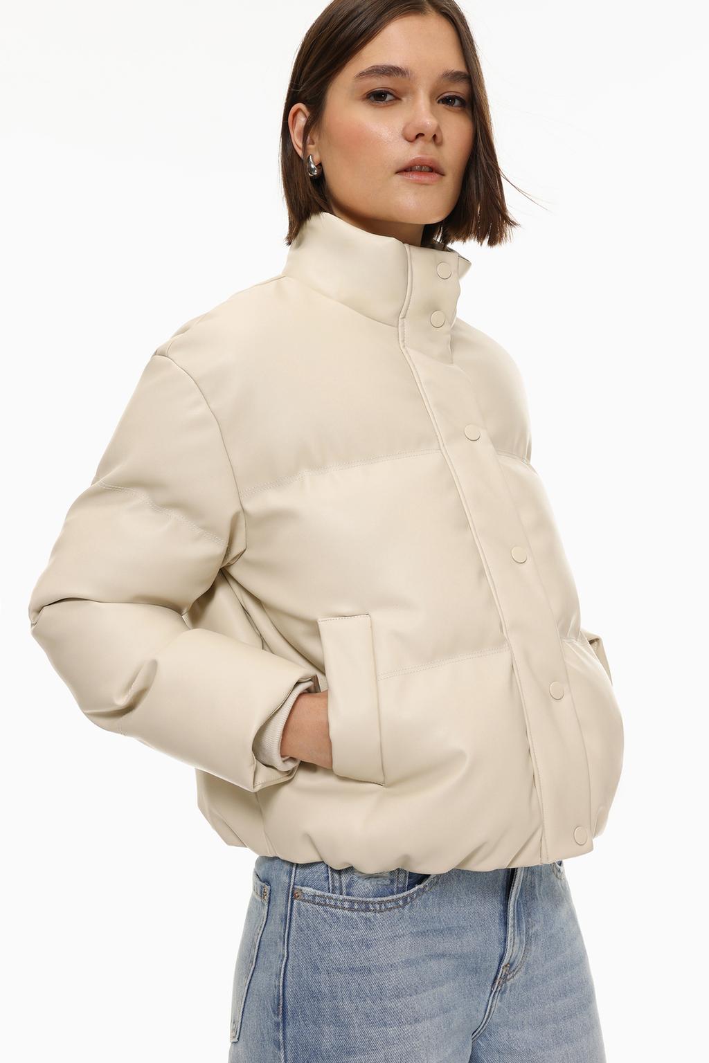 Leather effect puffer jacket