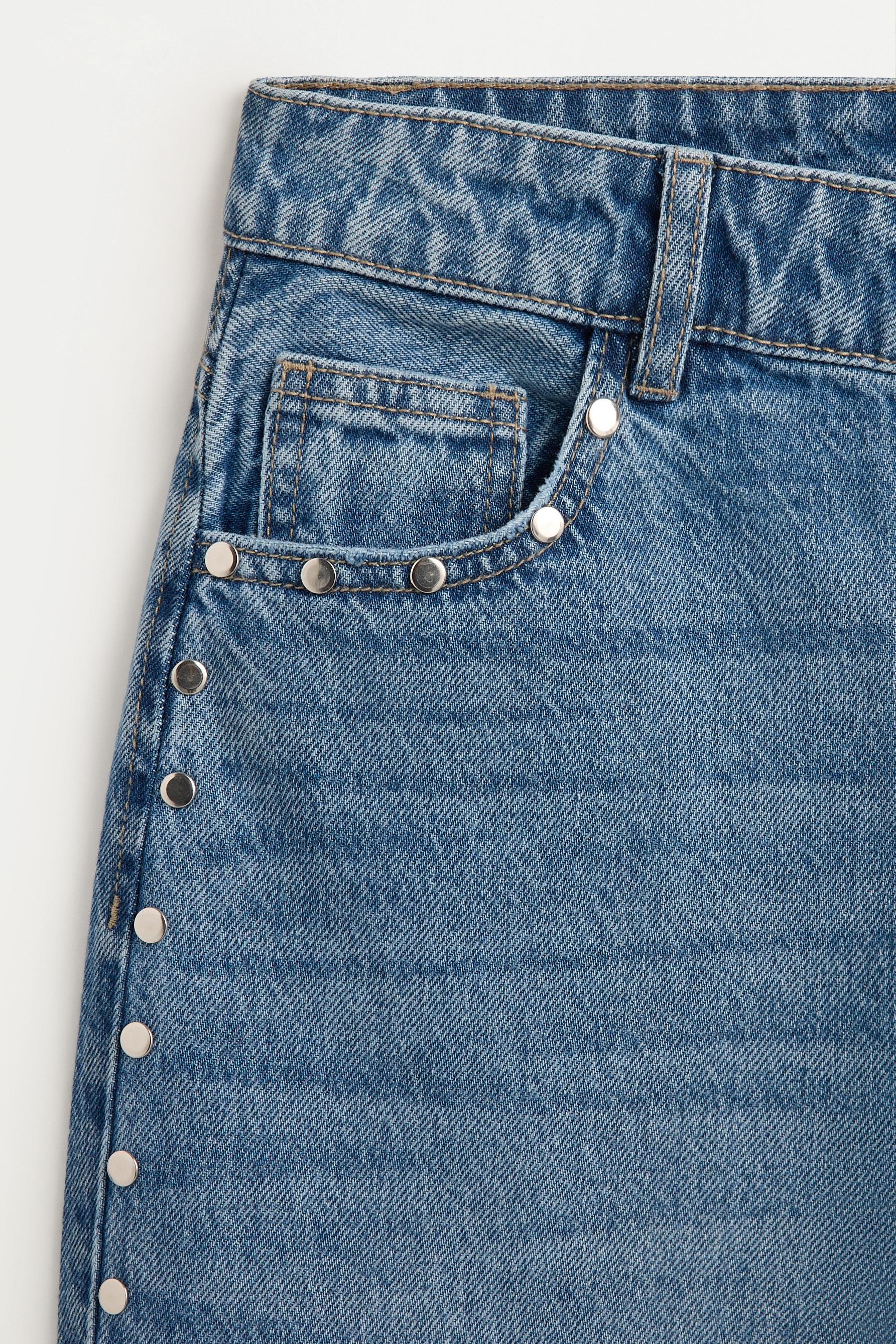 Wide-leg stud jeans — PALE INDIGO