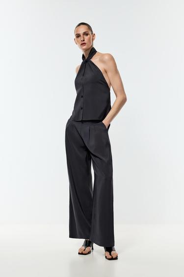 Pleated wide-leg trousers — ANTHRACITE GREY 8