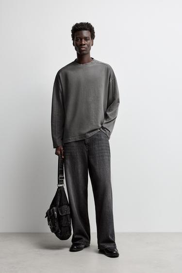 Washed-effect sweatshirt — BLACK 2