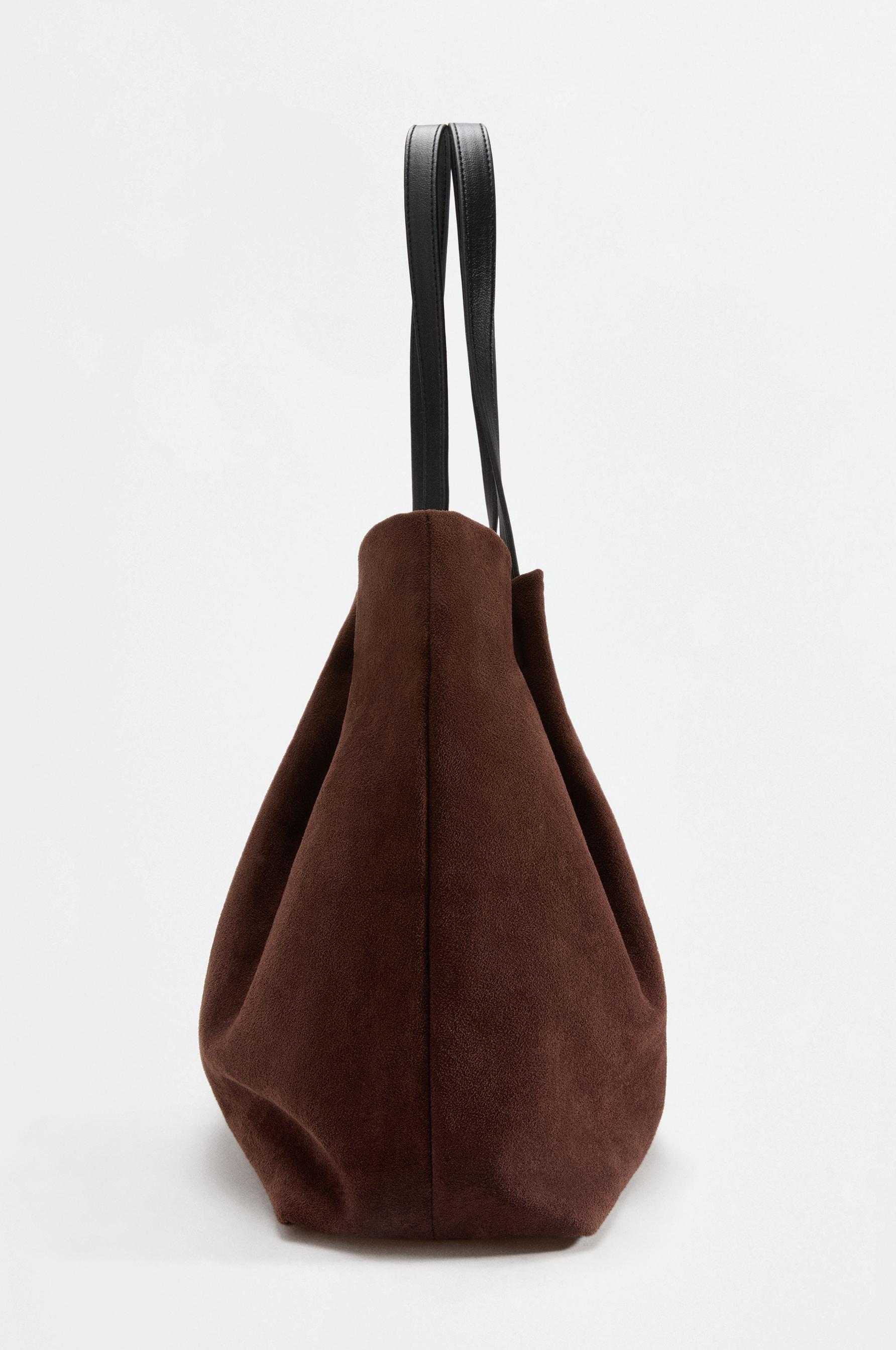 Faux suede tote bag — BROWN