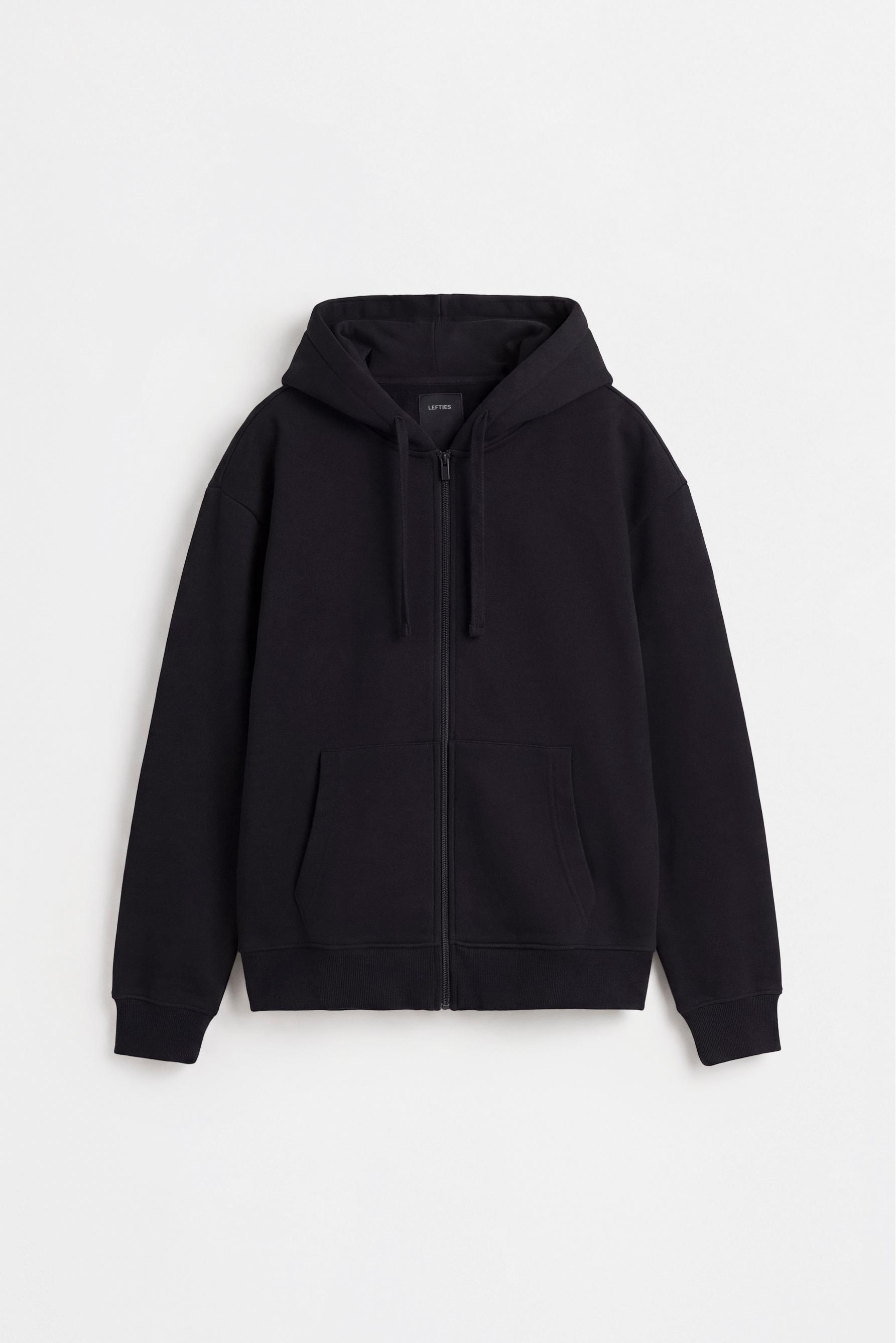 Basic zip-up hoodie — BLACK