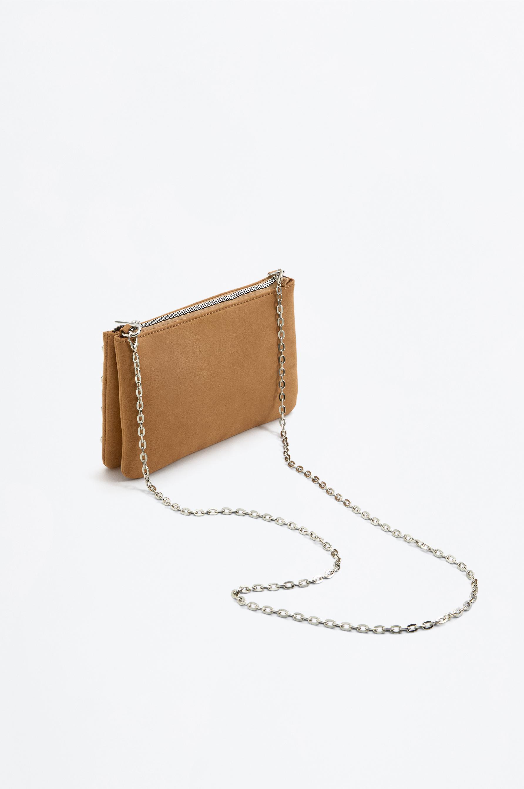 Faux suede crossbody bag — CAMEL