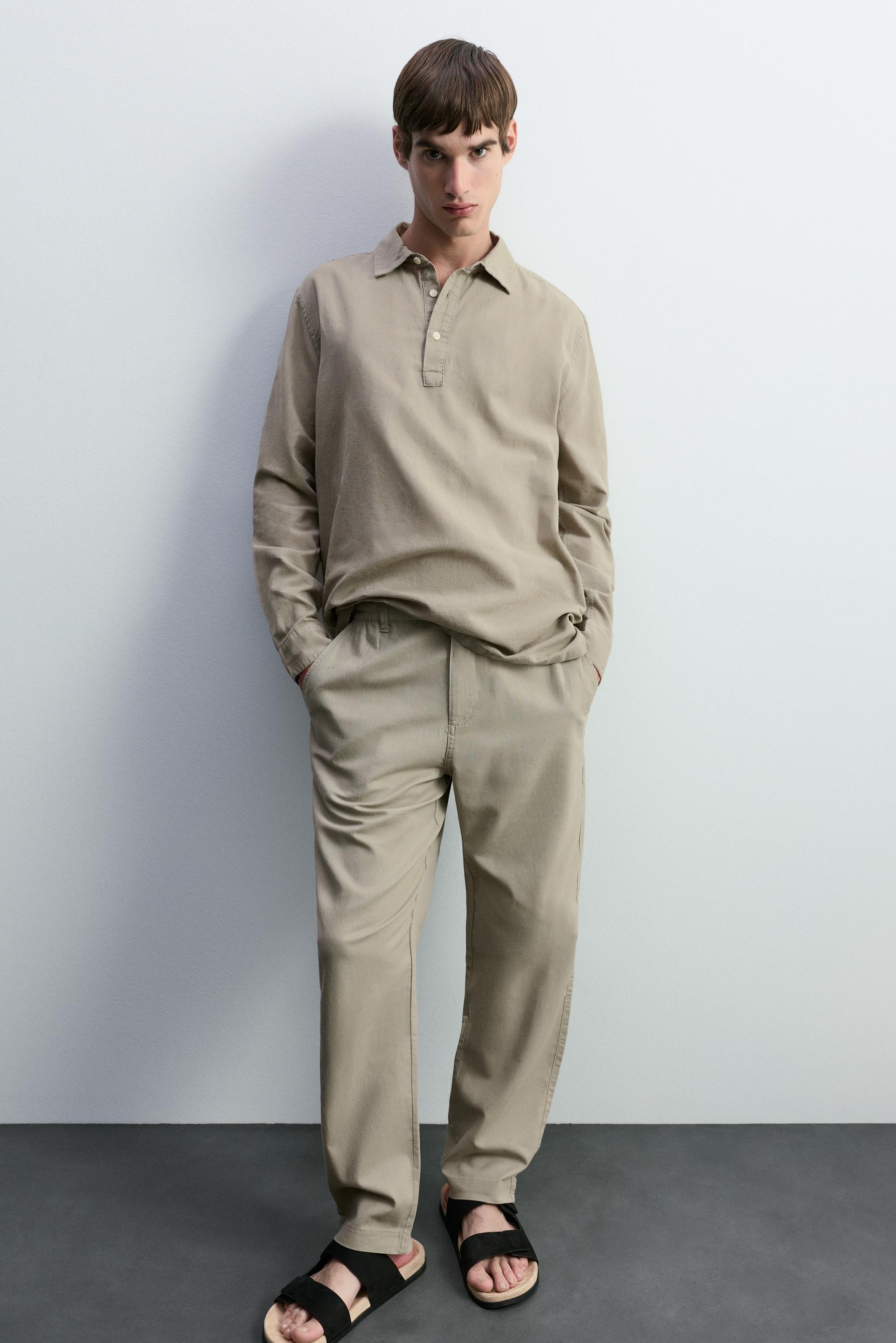 Cotton - linen smart trousers — KHAKI