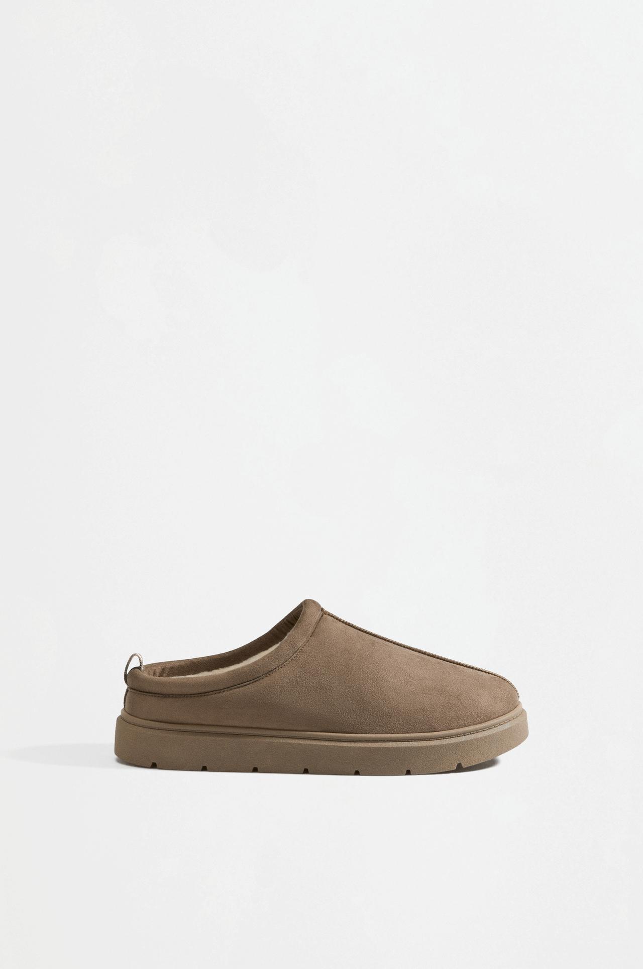 Lined clog shoe — BROWN