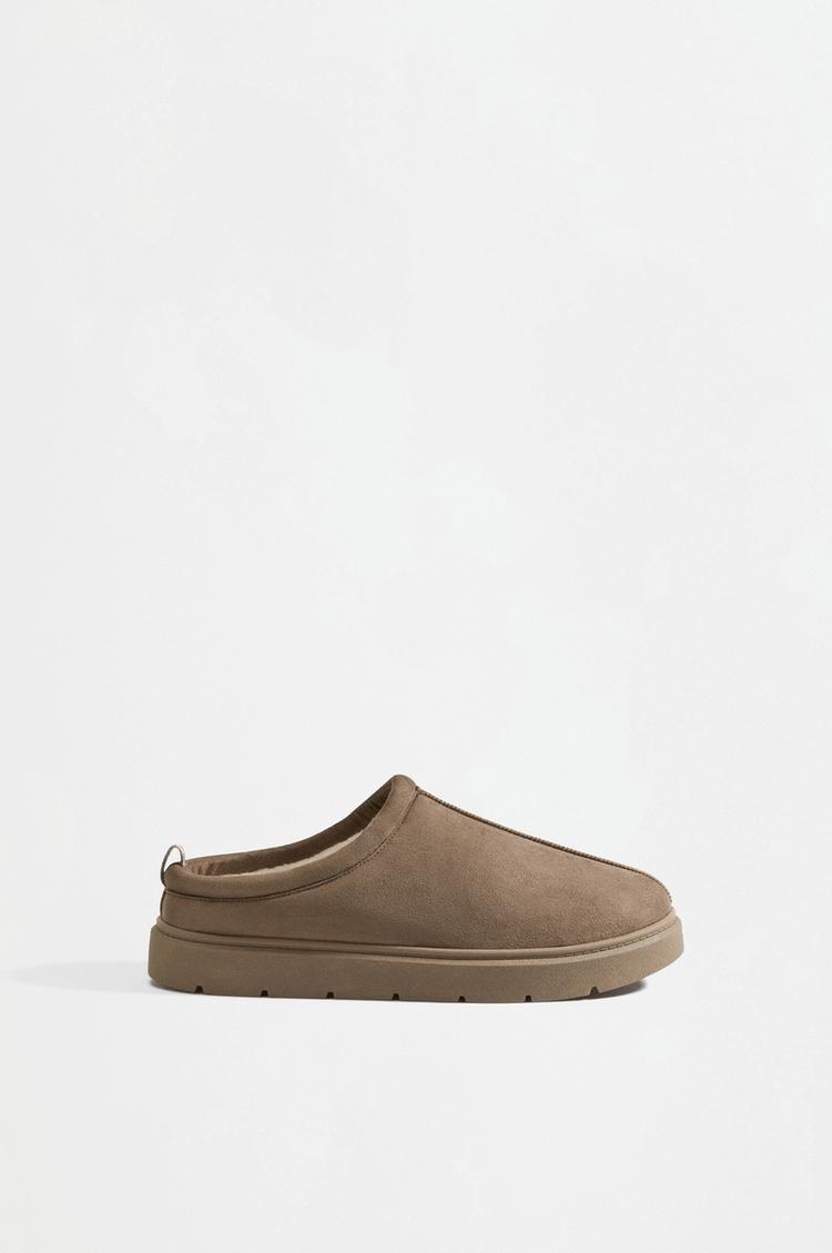 Lined clog shoe — BROWN