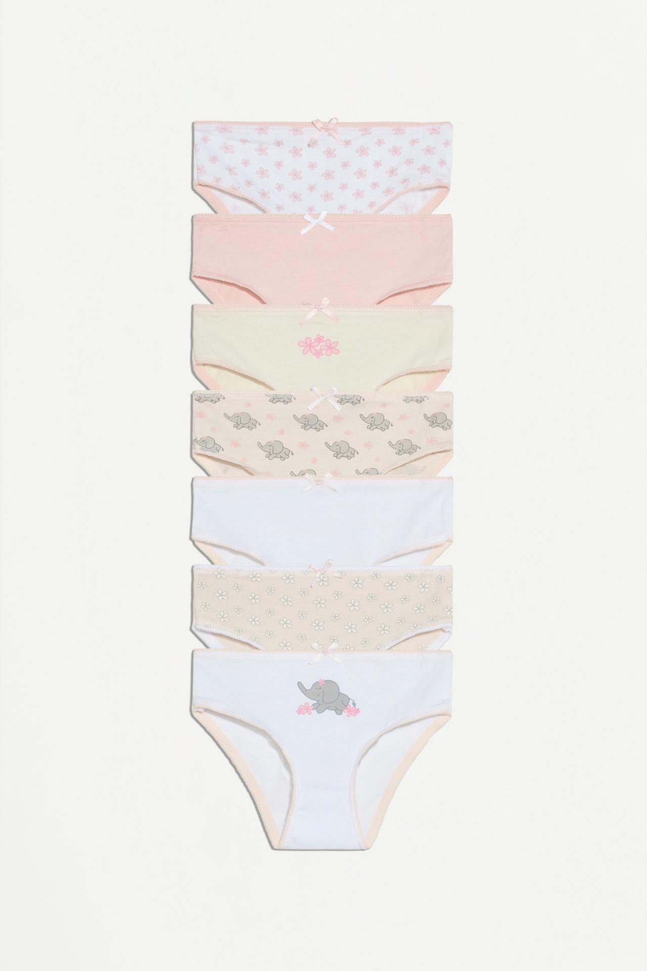 7-pack of elephant print briefs — PINK/WHITE