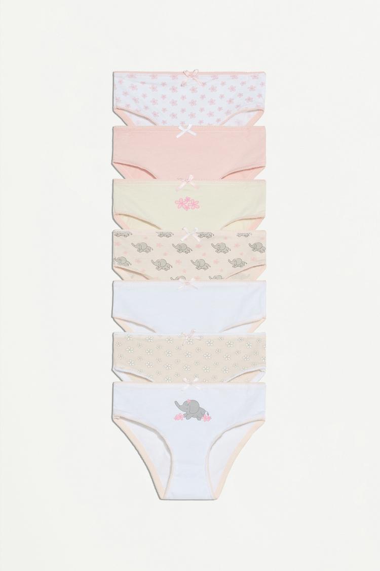 7-pack of elephant print briefs — PINK/WHITE
