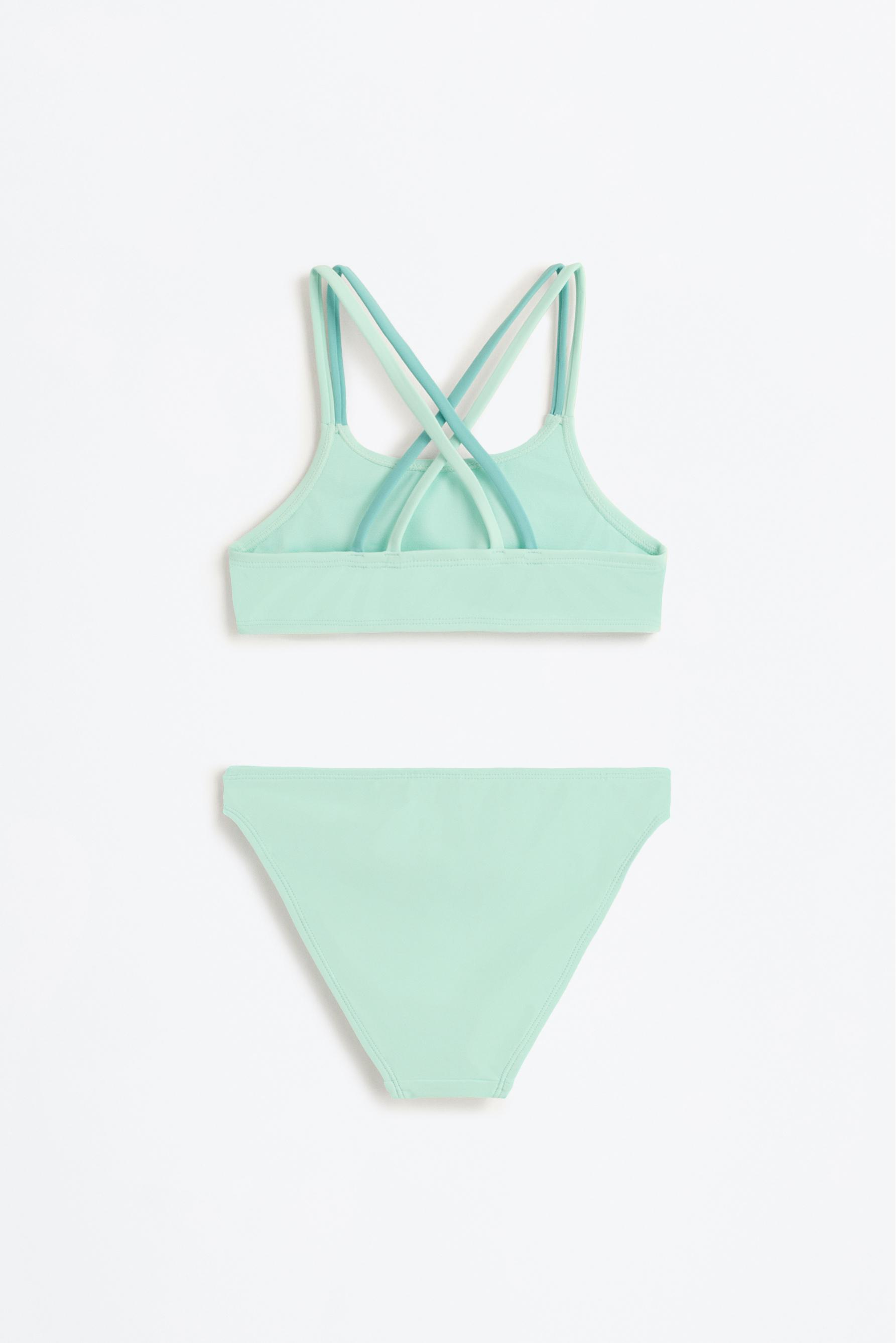 Bikini with double crossed straps — WATER GREEN