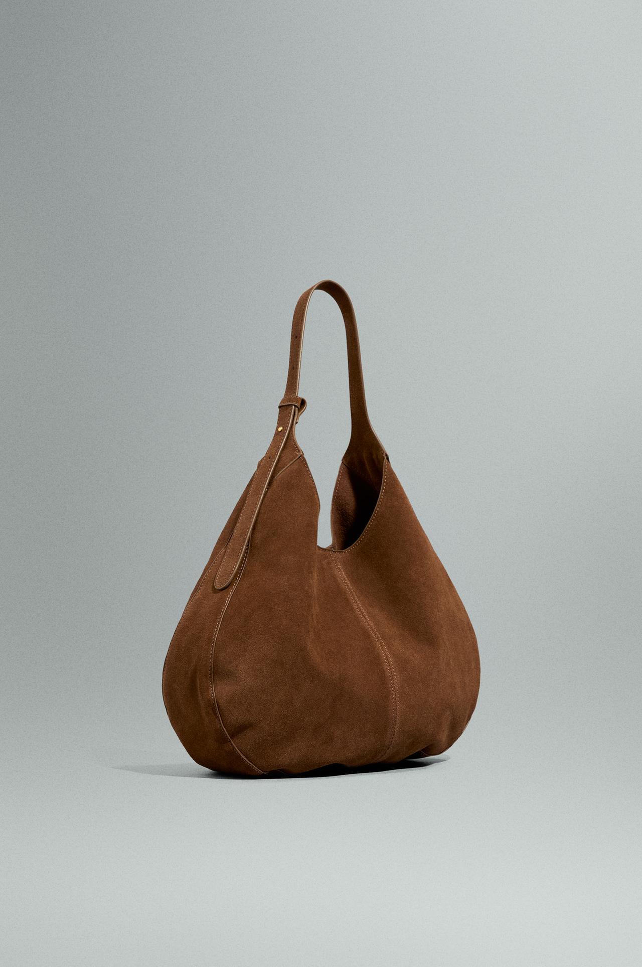 Reconstituted leather shoulder bag — CAMEL