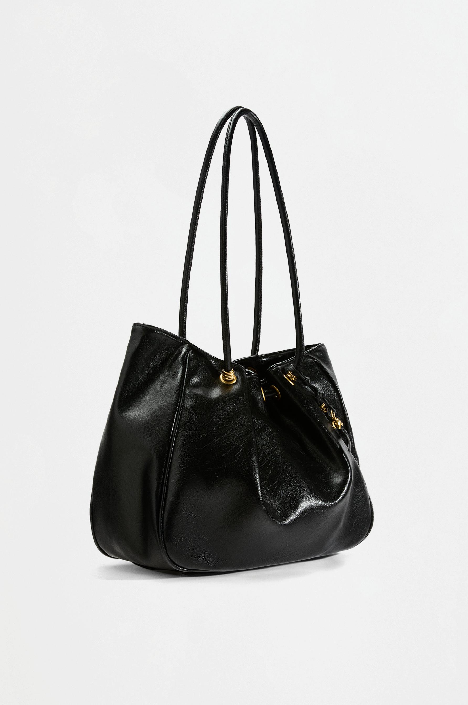 Gathered shopper bag — BLACK