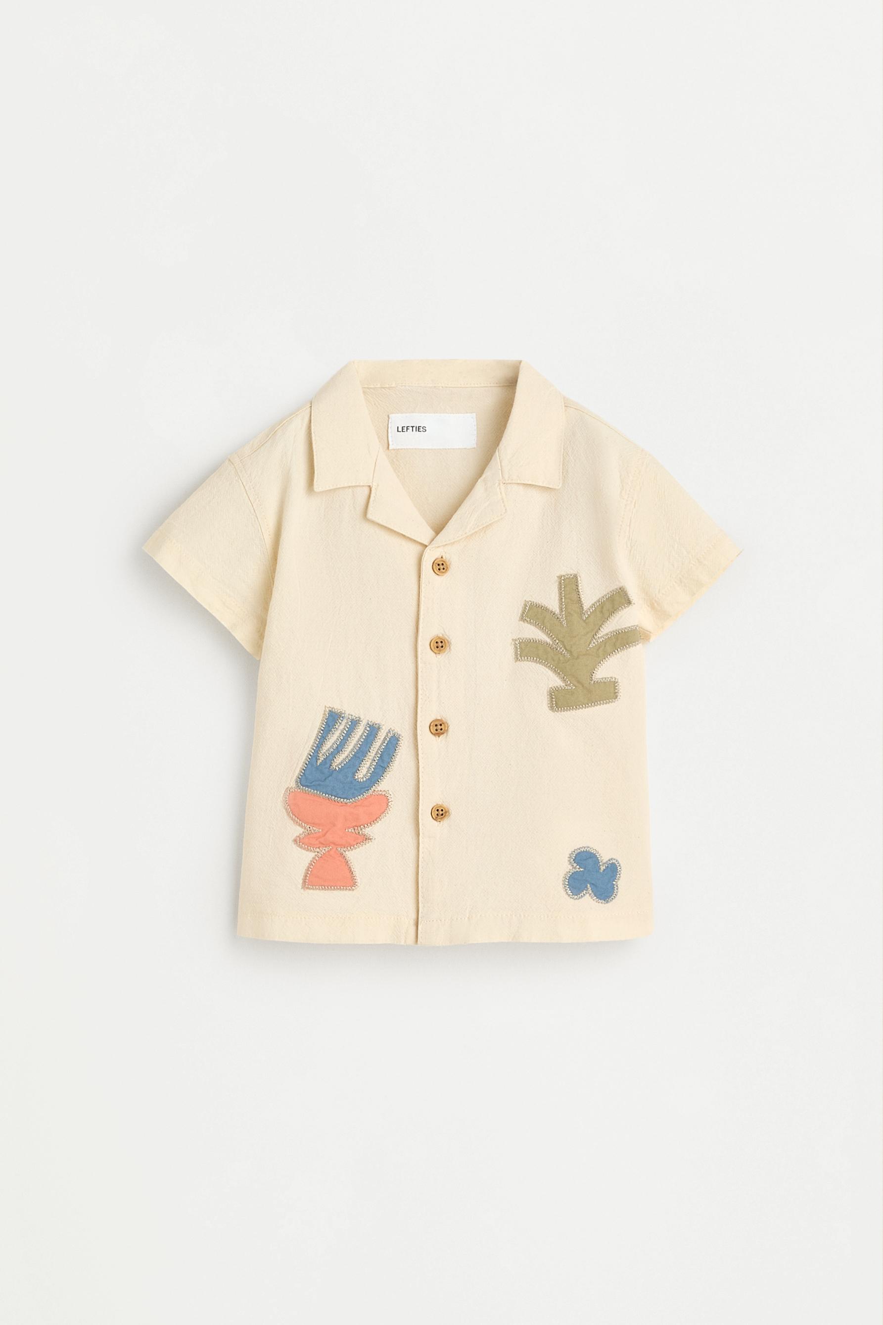Embroidered patch shirt — ECRU