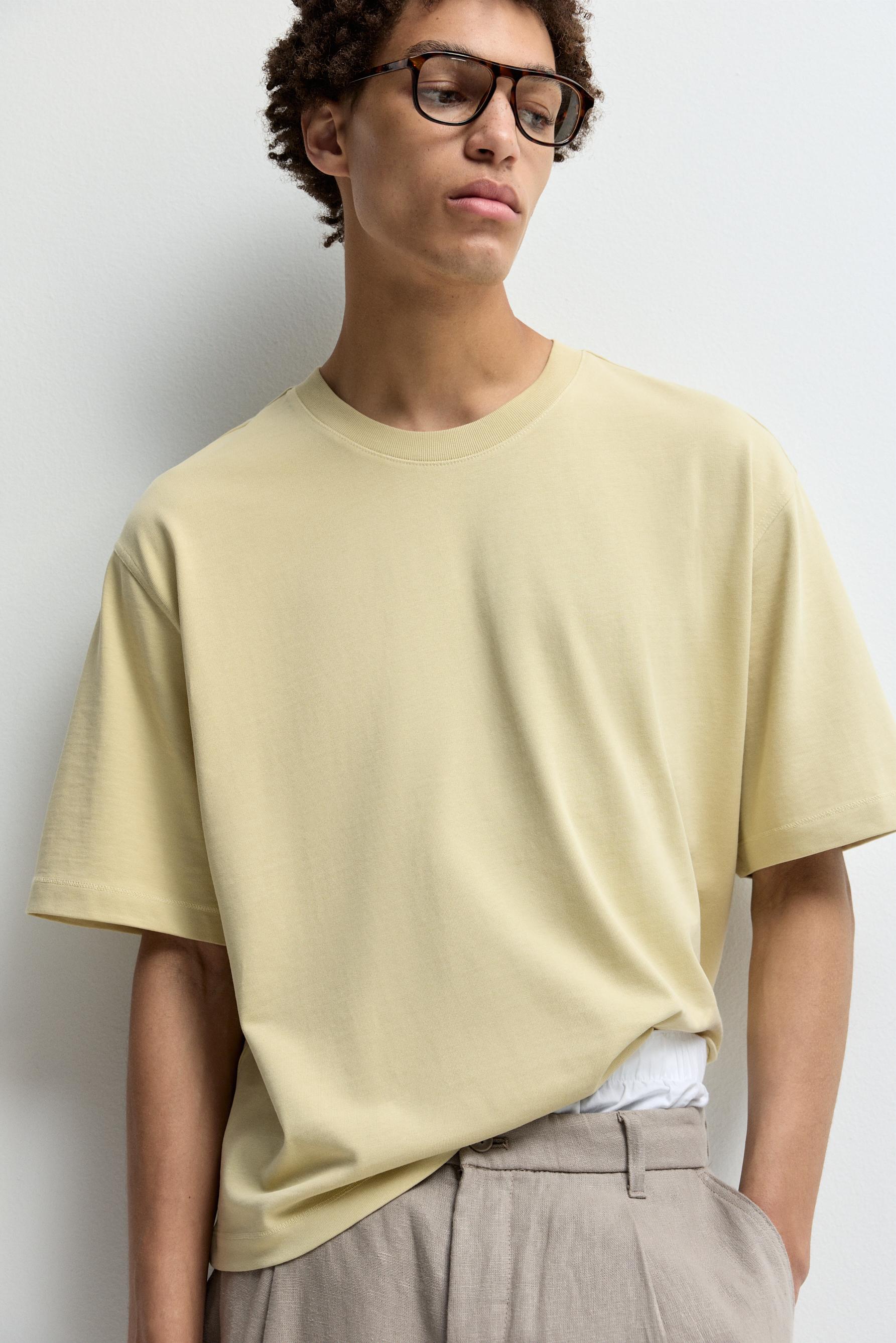 Basic cropped T-shirt — PALE YELLOW